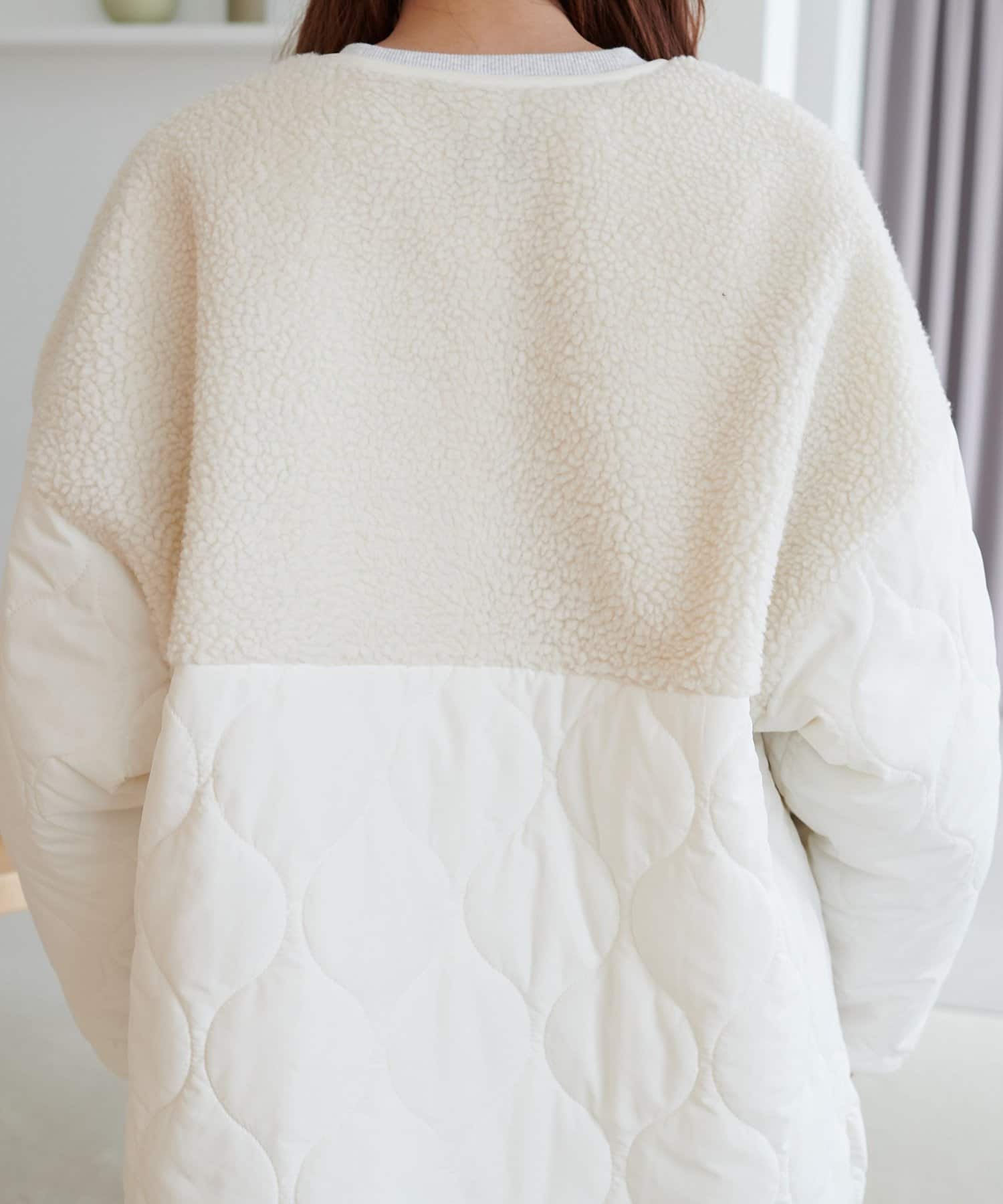 DISCOAT(ディスコート) 【新色追加/軽量/大人のこなれ感】ボア切替キルティングコート《WEB限定カラーあり》