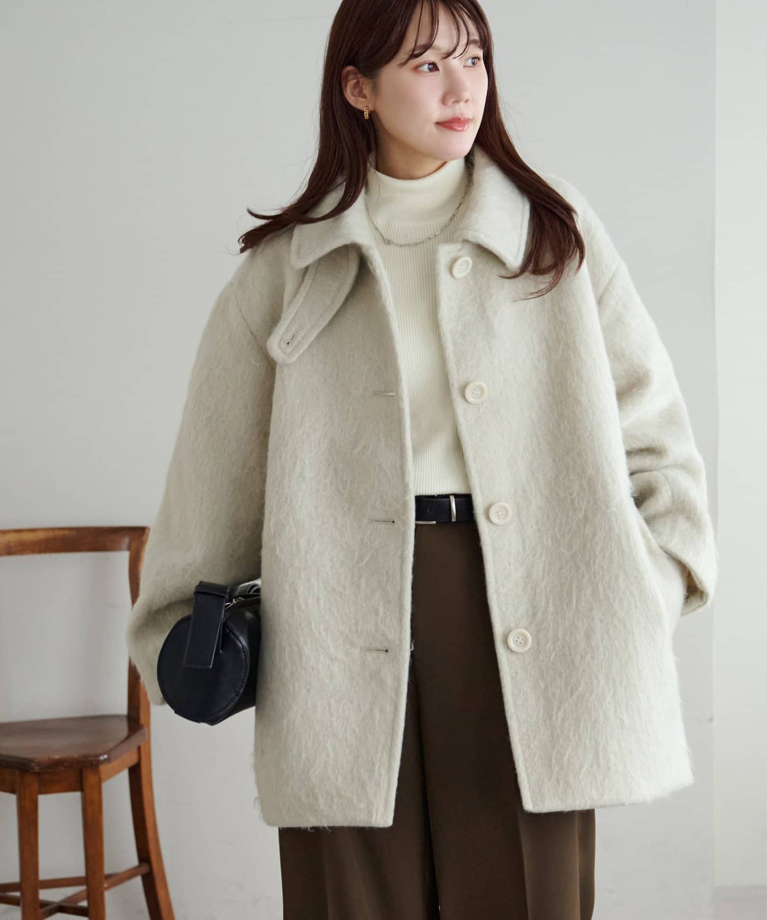 ステンカラーシャギーミドルコート | DISCOAT(ディスコート