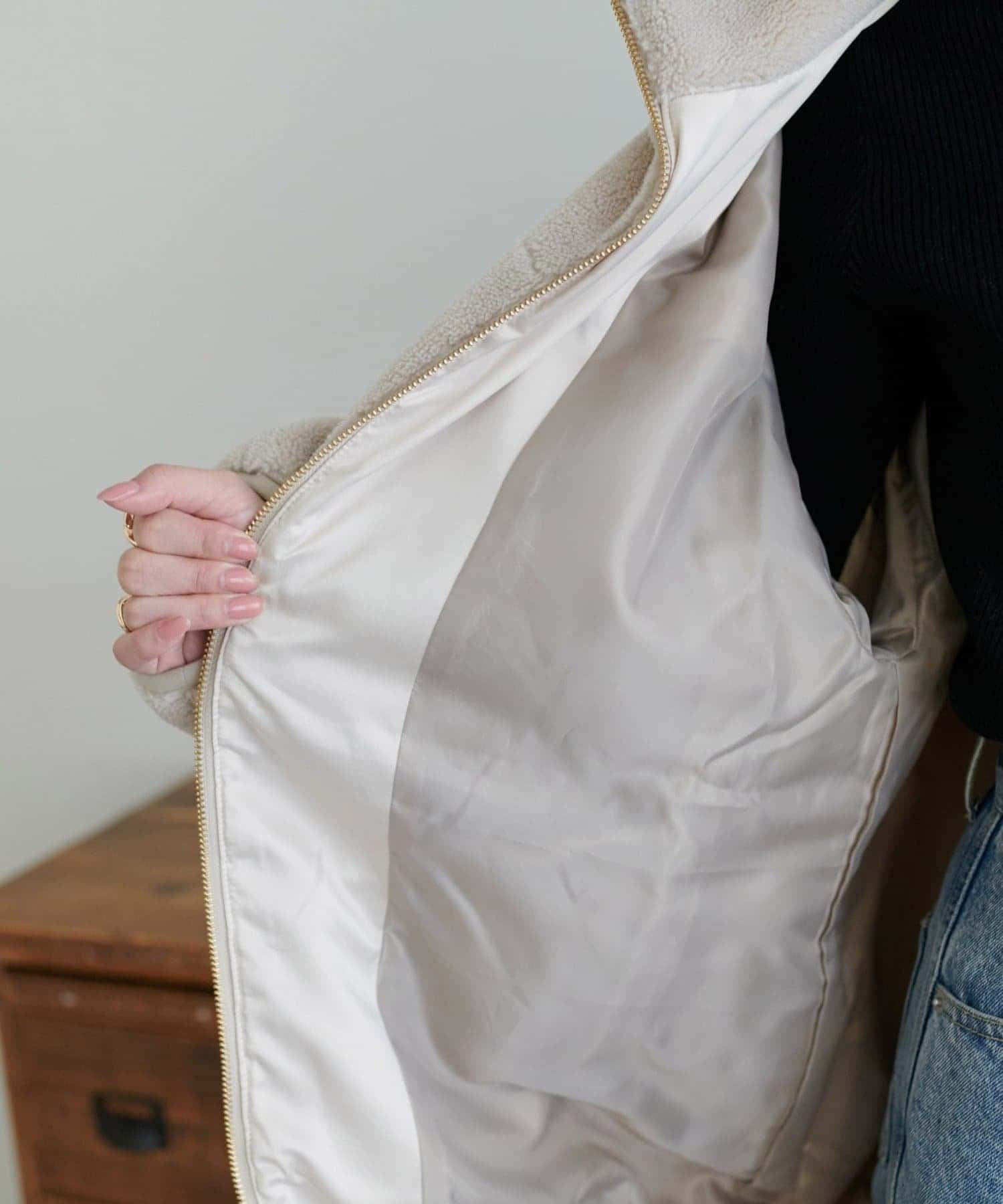 DISCOAT(ディスコート) 【愛され続けるアウター】キレイメボアスタンドブルゾン