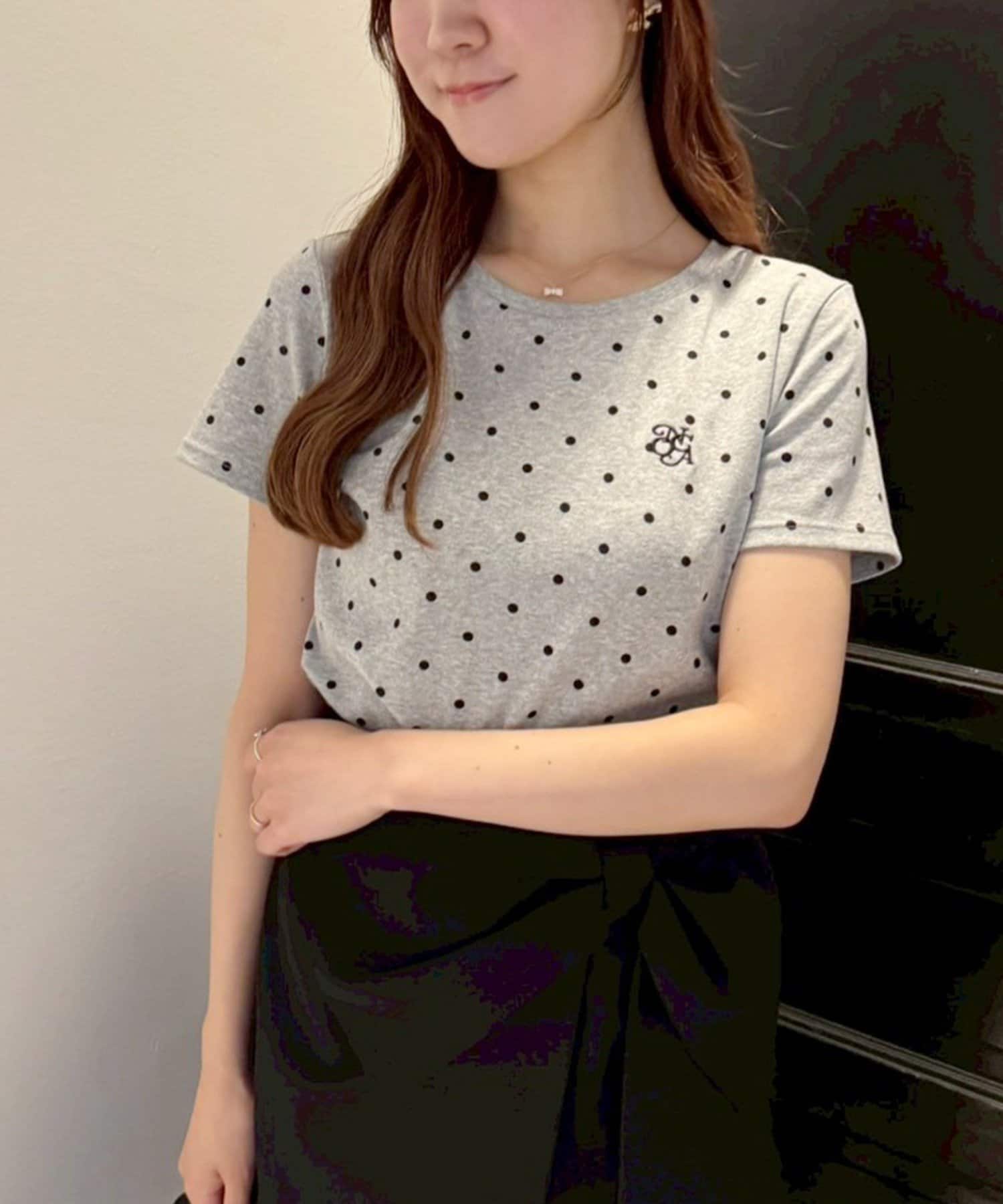 one after another NICE CLAUP(ワンアフターアナザー ナイスクラップ) ワンポイント刺繍ドットTシャツ