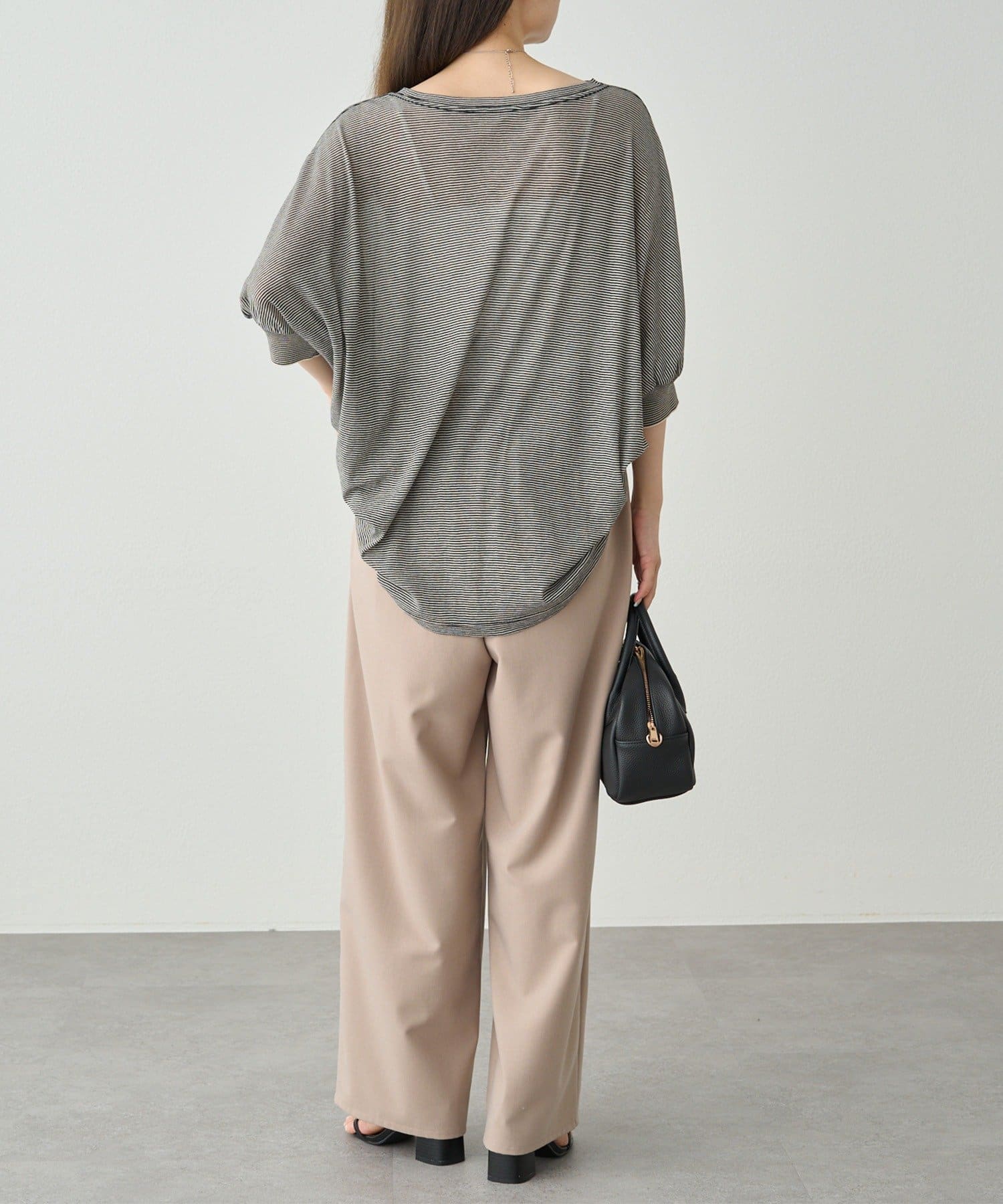 PUAL CE CIN(ピュアルセシン) ミジンボーダー袖口リブTシャツ