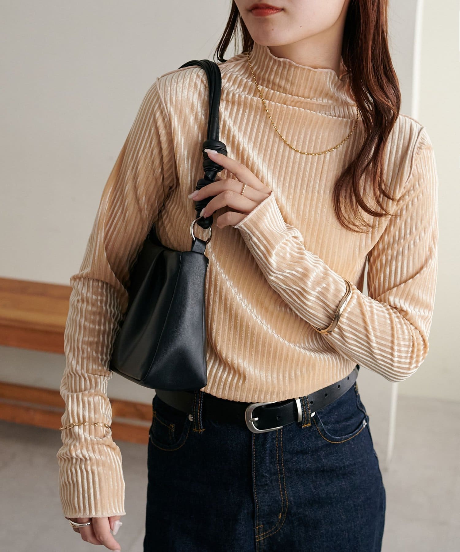 DISCOAT(ディスコート) 【WEB限定】ベロアストライププルオーバー