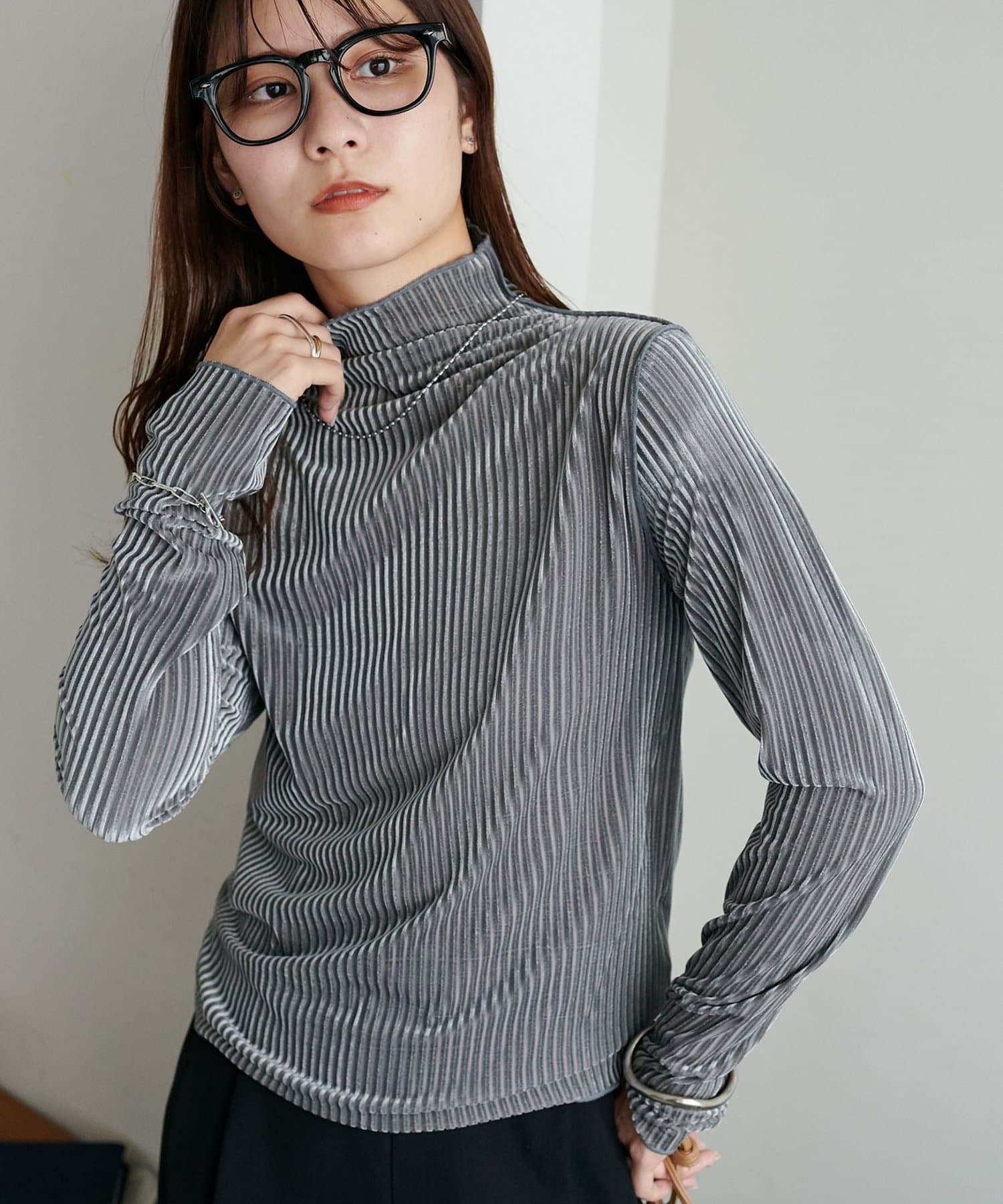 DISCOAT(ディスコート) 【WEB限定】ベロアストライププルオーバー