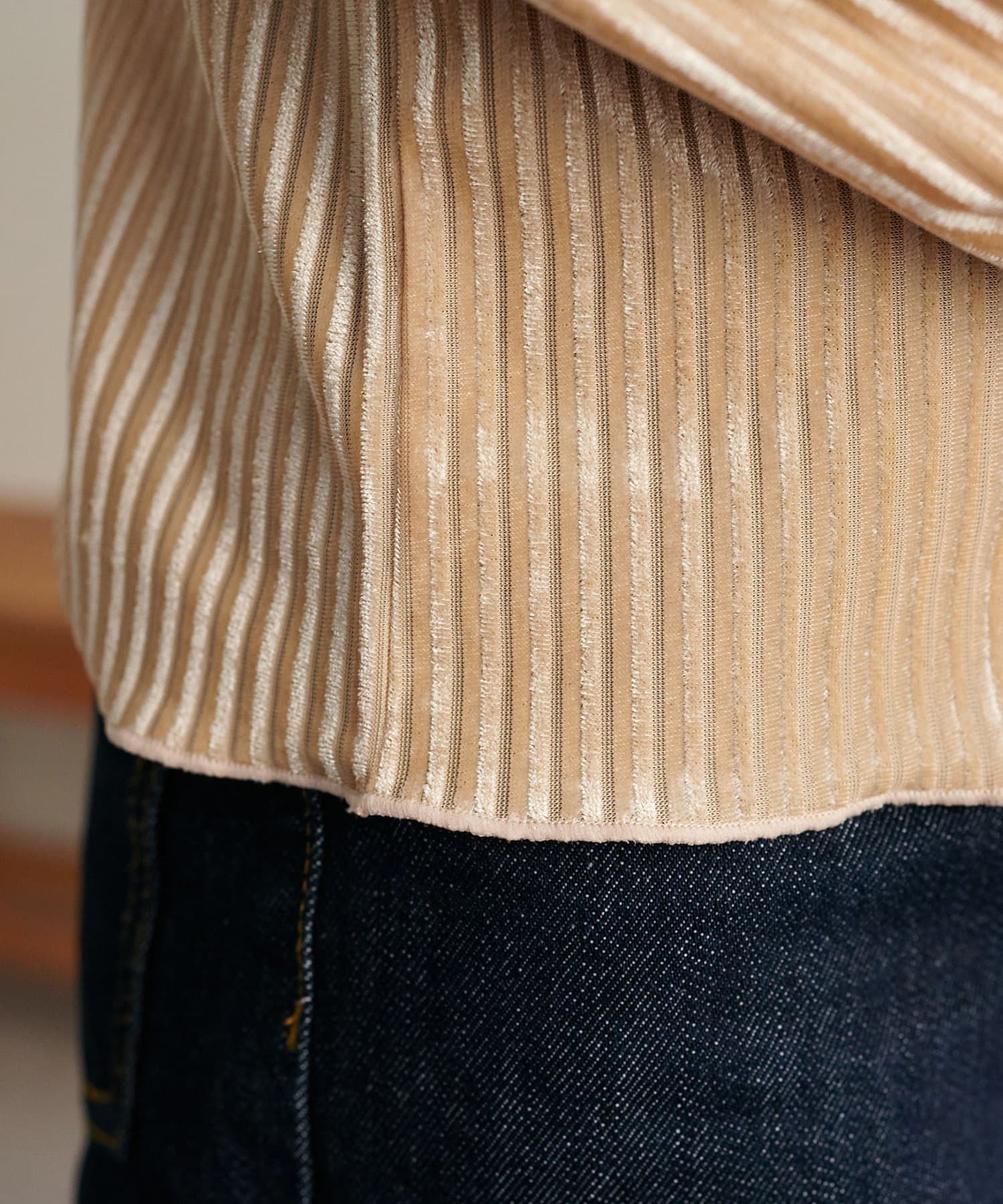 DISCOAT(ディスコート) 【WEB限定】ベロアストライププルオーバー