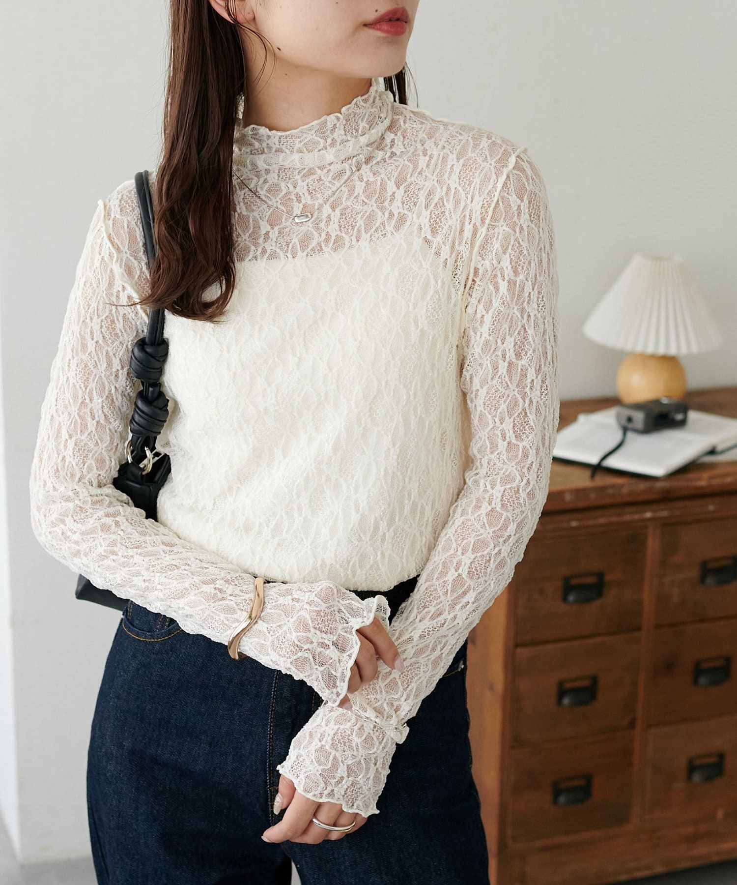 WEB限定】ストレッチレースボトルネックプルオーバー | DISCOAT(ディス