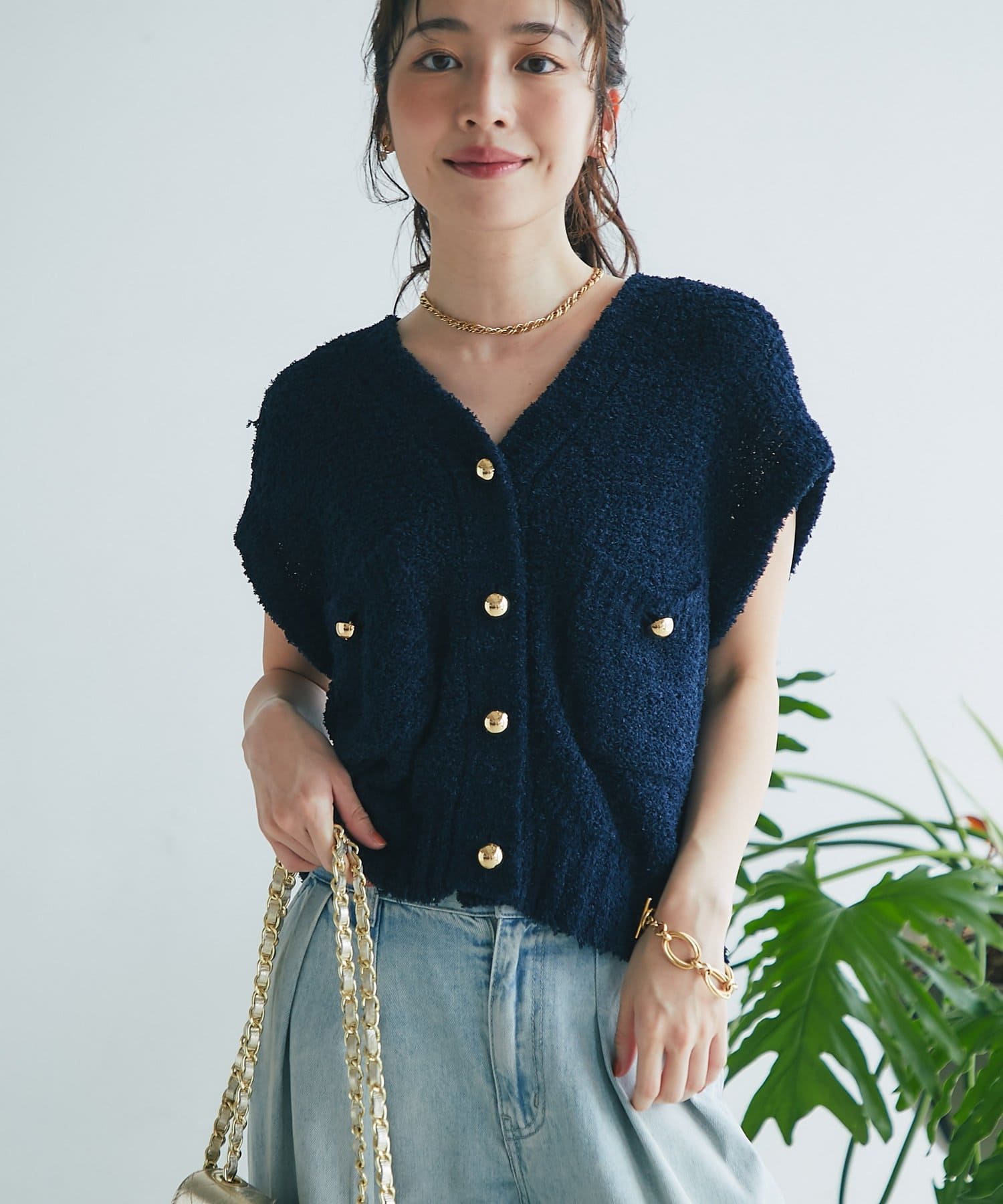 La boutique BonBon(ラブティックボンボン) 【ON・OFF兼用】ペーパーニットベスト