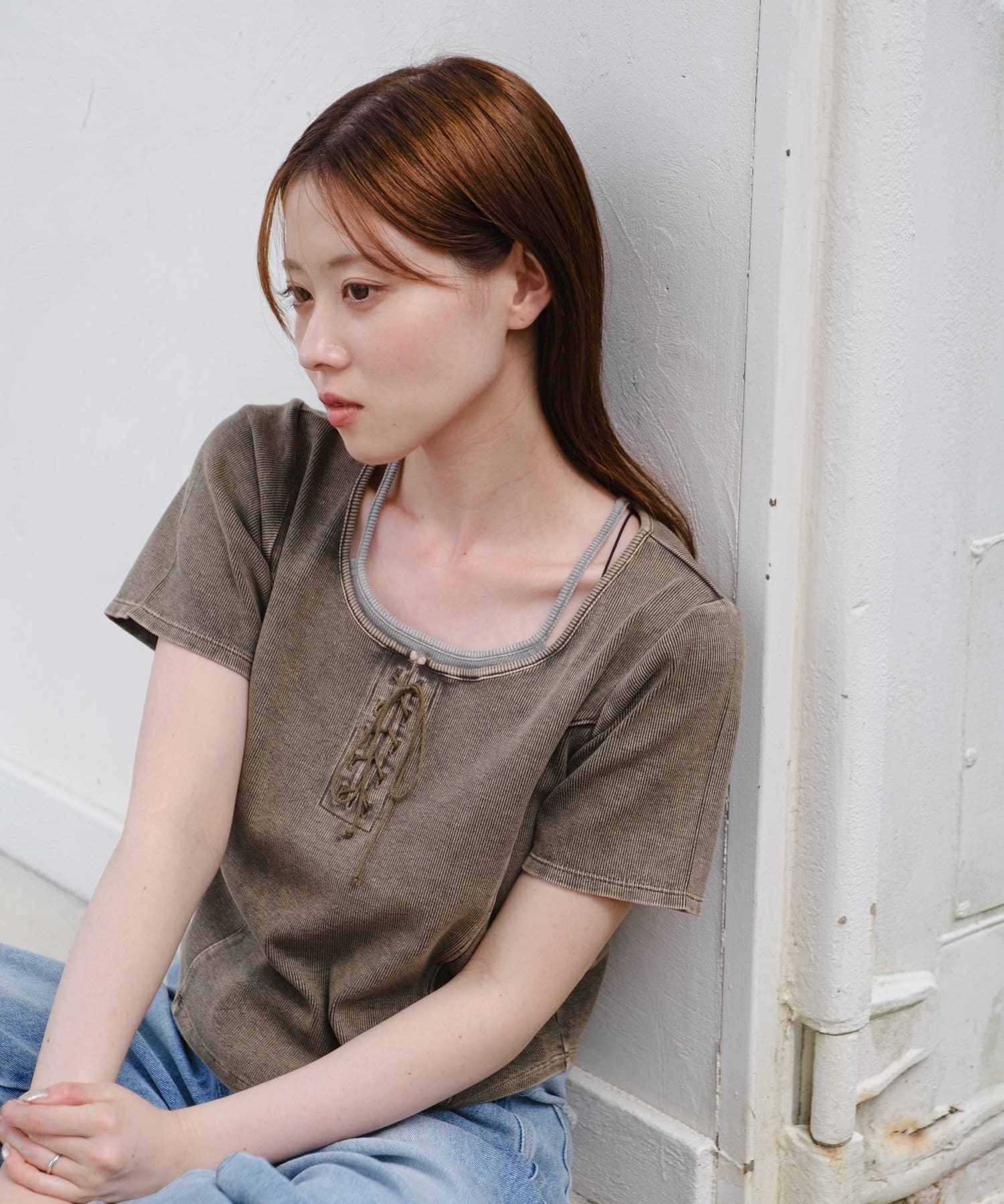 tシャツ ピグメント編み上げTEE レディース ピグメント編み上げTEE | Kastane(カスタネ)レディース | PAL