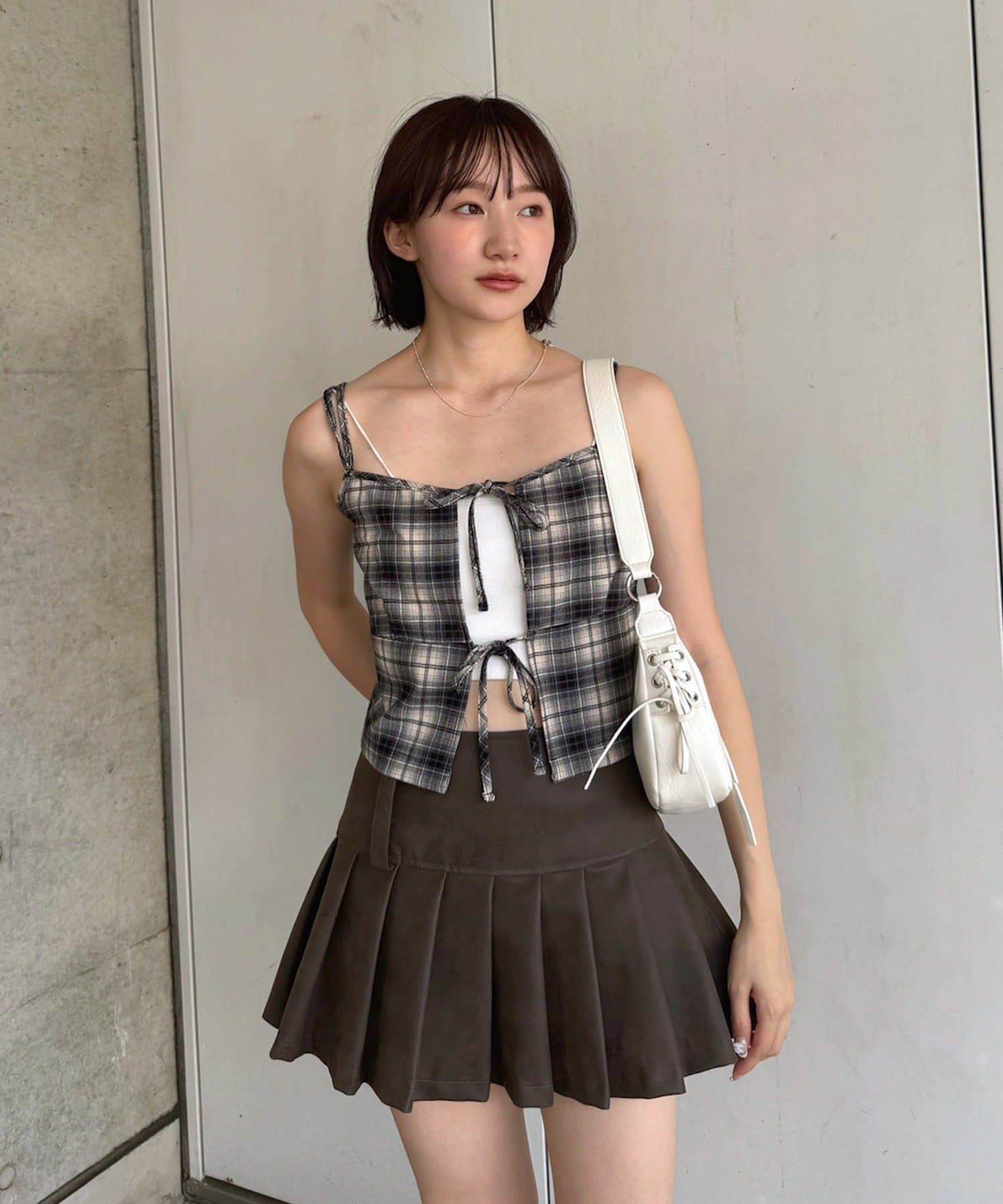 mline(エムライン) [mline]チェックリボンビスチェ