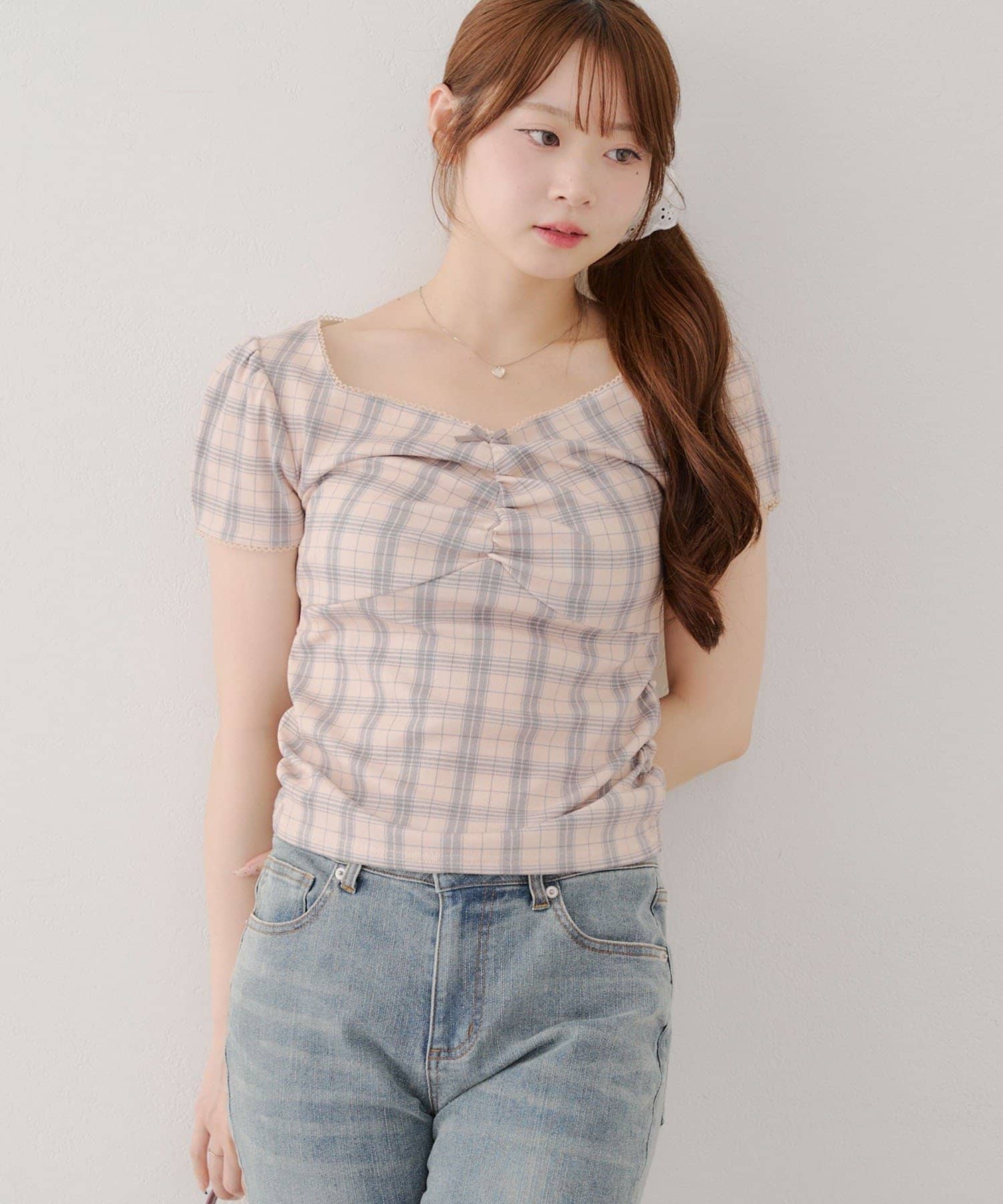 NICE CLAUP / OLIVE des OLIVE OUTLET(ナイスクラップ  / オリーブ デ オリーブ アウトレット) 【RMAF】テレコドロストギャザーT