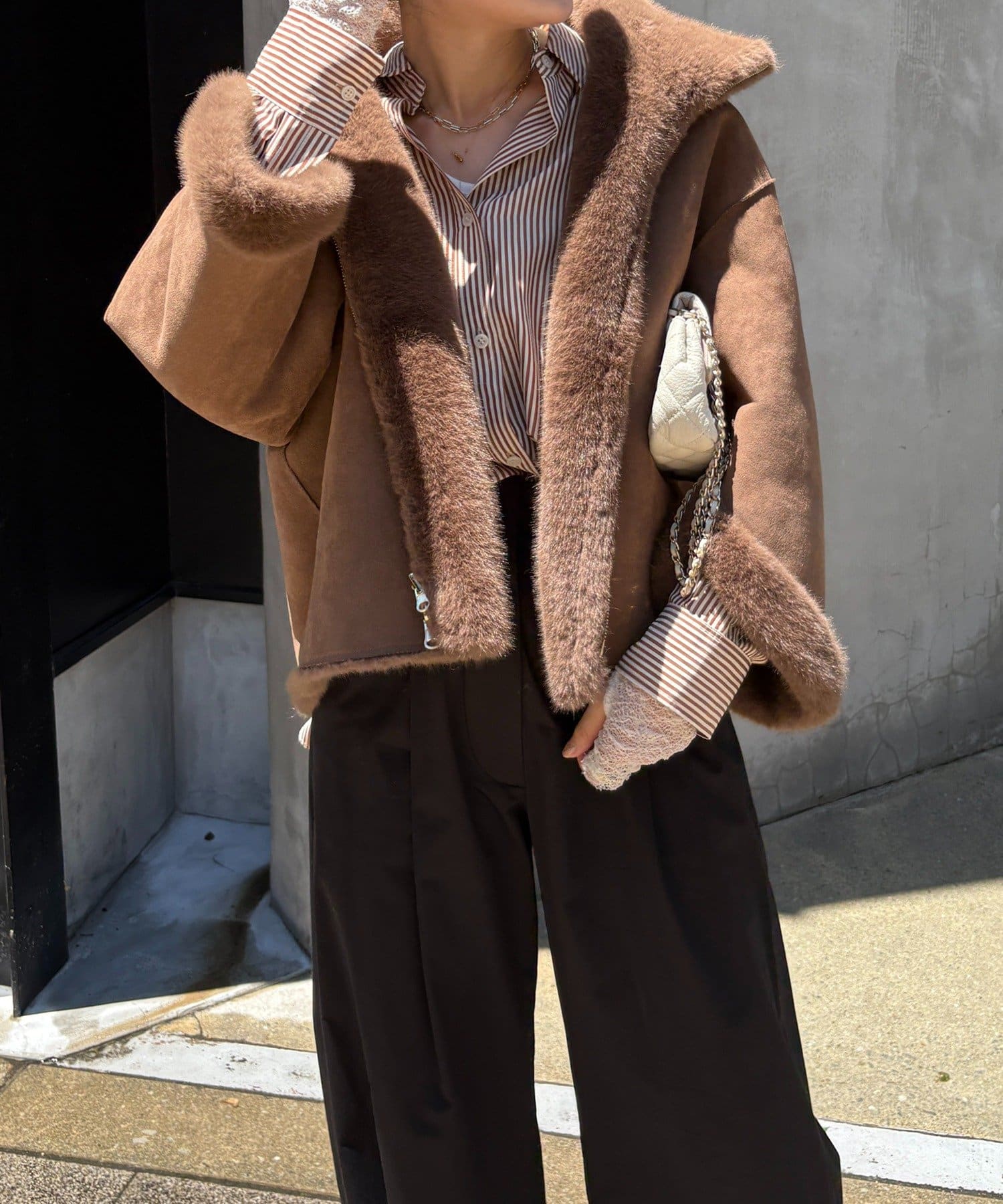 DOUDOU(ドゥドゥ) 【完売カラー再追加！】フェイクファーリバーシブルコート