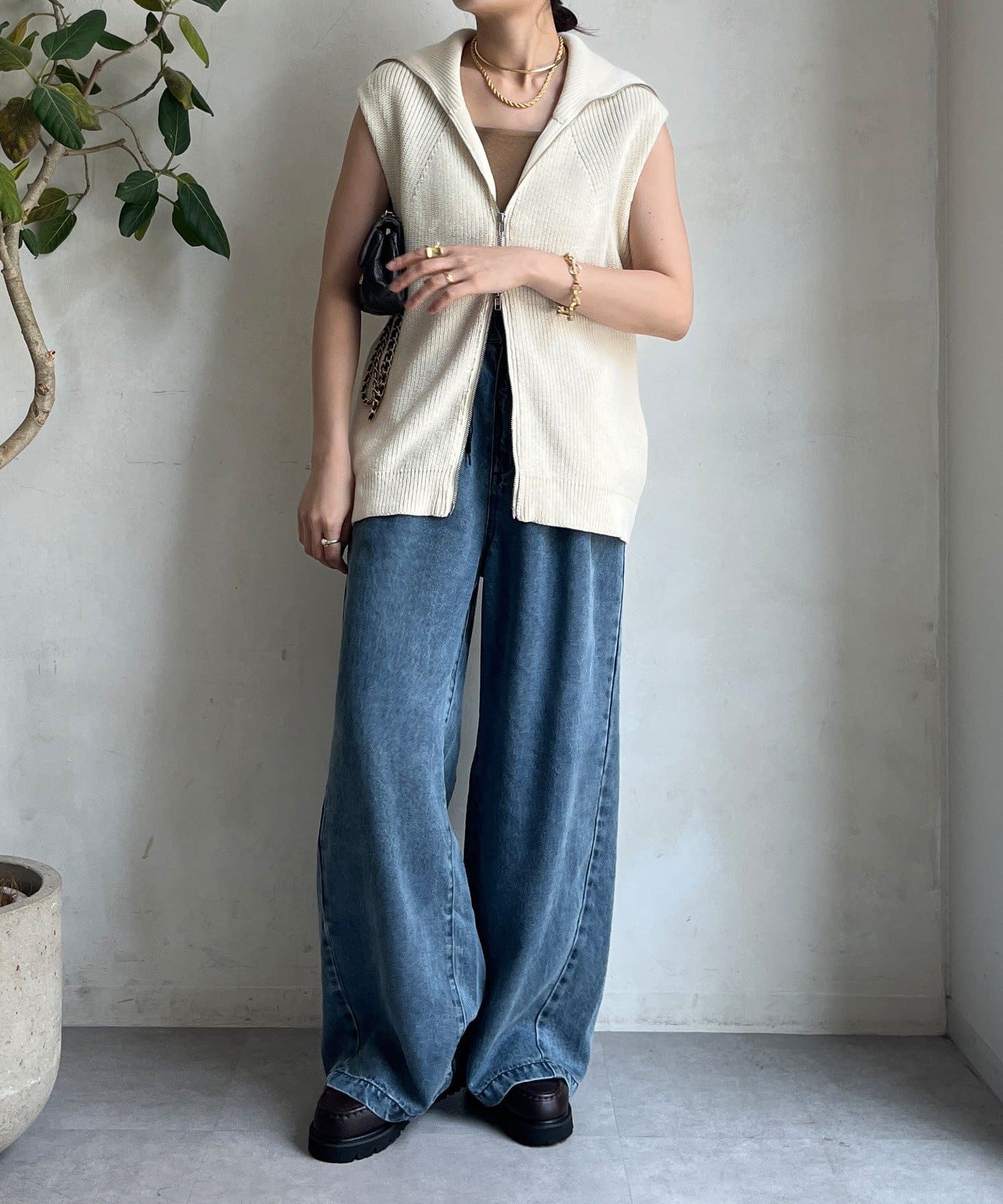 美品　アパルトモン　ドゥーズィエムクラス コットンニット　ベスト　あぜ編み　F L'Appartement DEUXIEME CLASSE - L'Appartement Cotton Knit