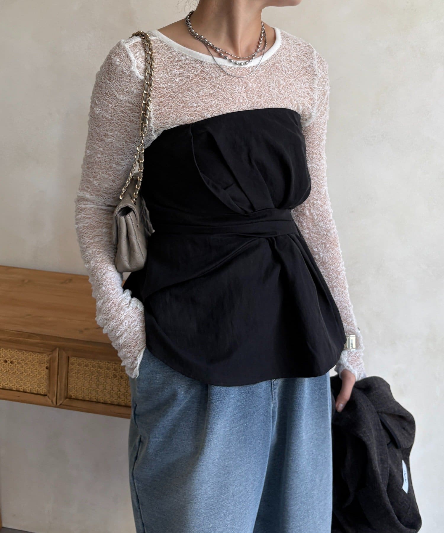 DOUDOU(ドゥドゥ) 【販売後即完売/完売カラー再販決定！】アシメタックビスチェ