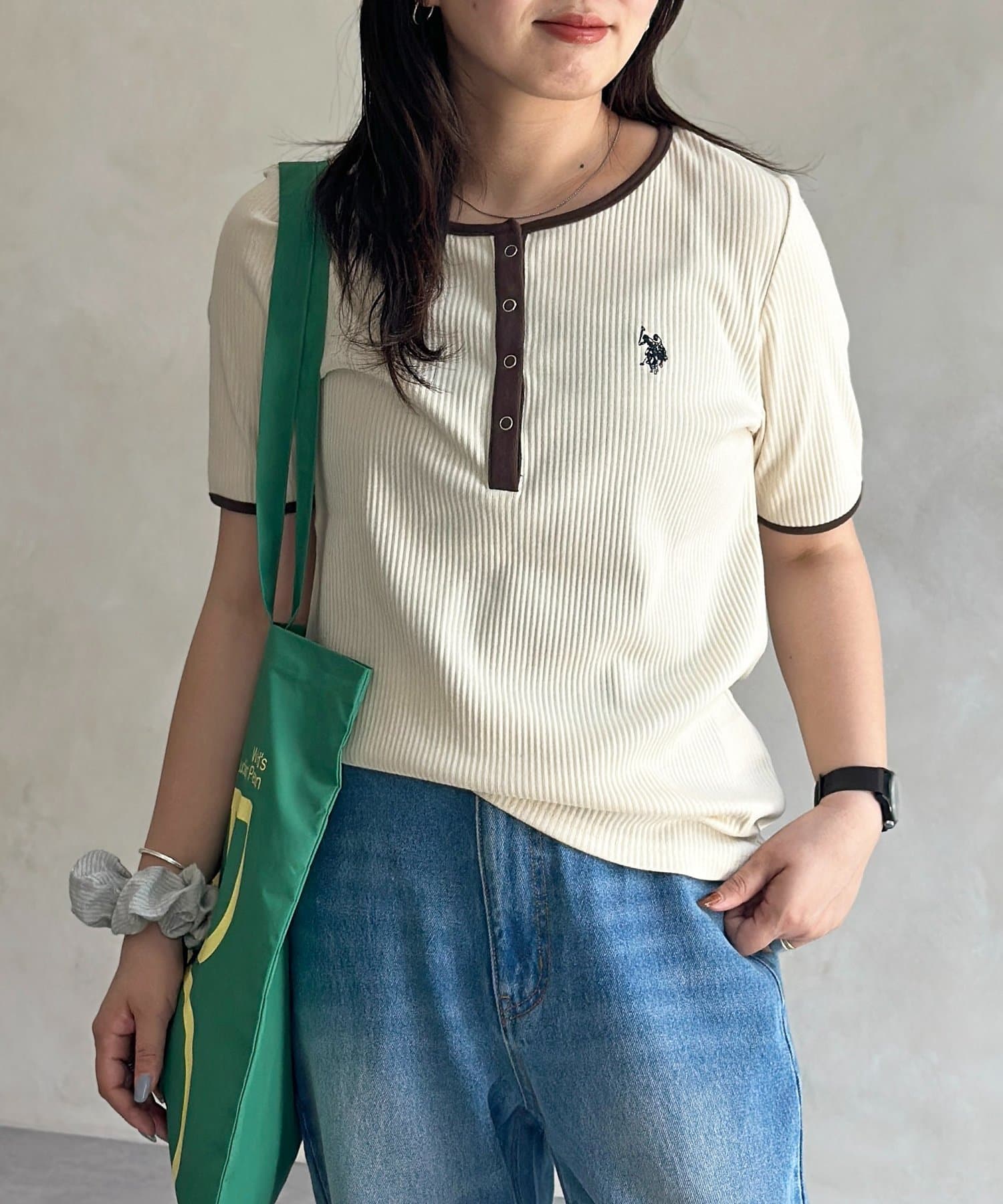 CPCM(シーピーシーエム) 【U.S. POLO ASSN. 】ヘンリーリブ半袖T