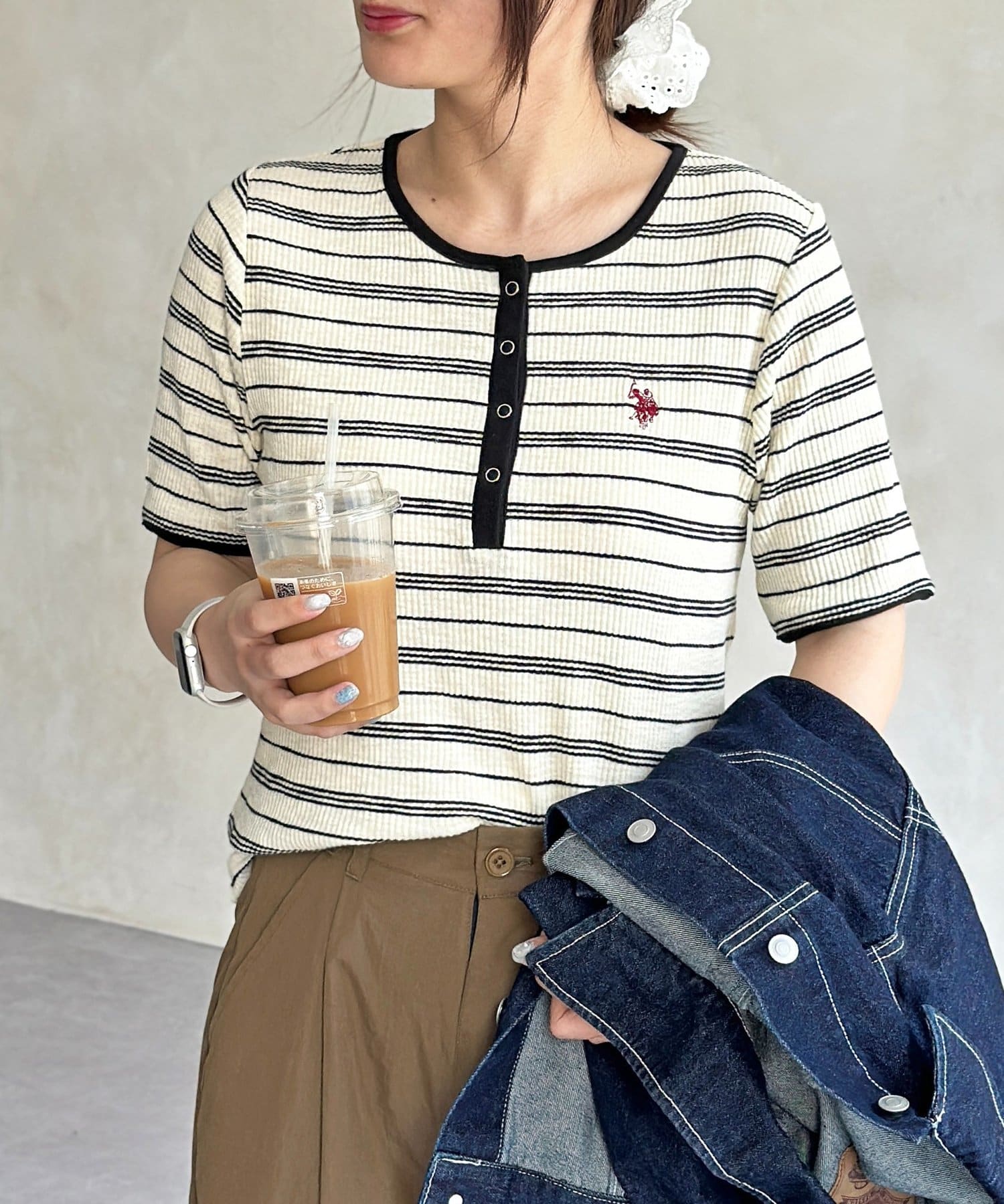 CPCM(シーピーシーエム) 【U.S. POLO ASSN. 】ヘンリーリブ半袖T
