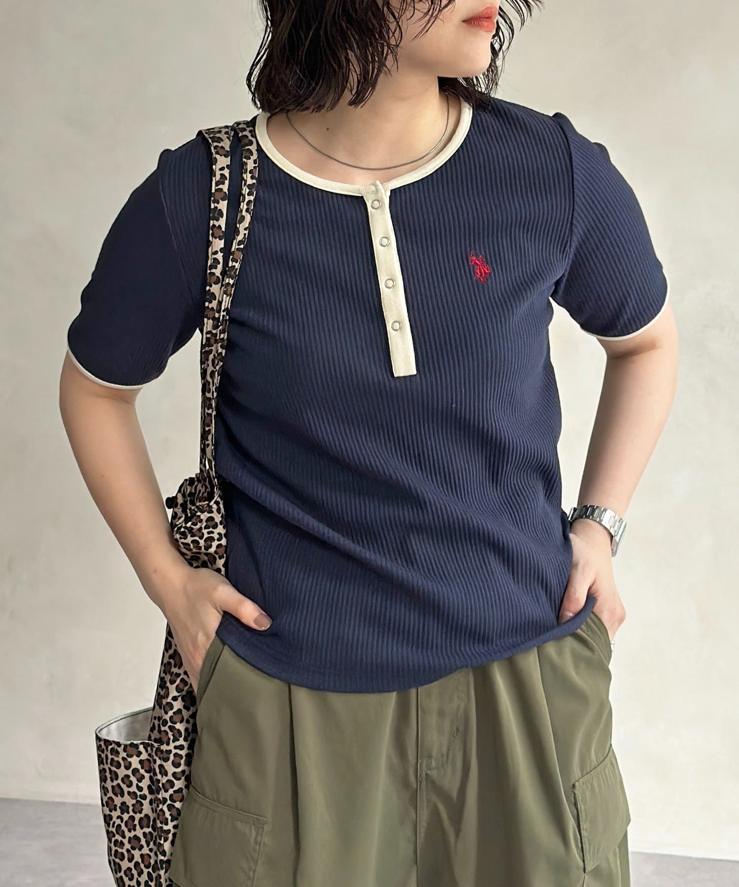 CPCM(シーピーシーエム) 【U.S. POLO ASSN. 】ヘンリーリブ半袖T