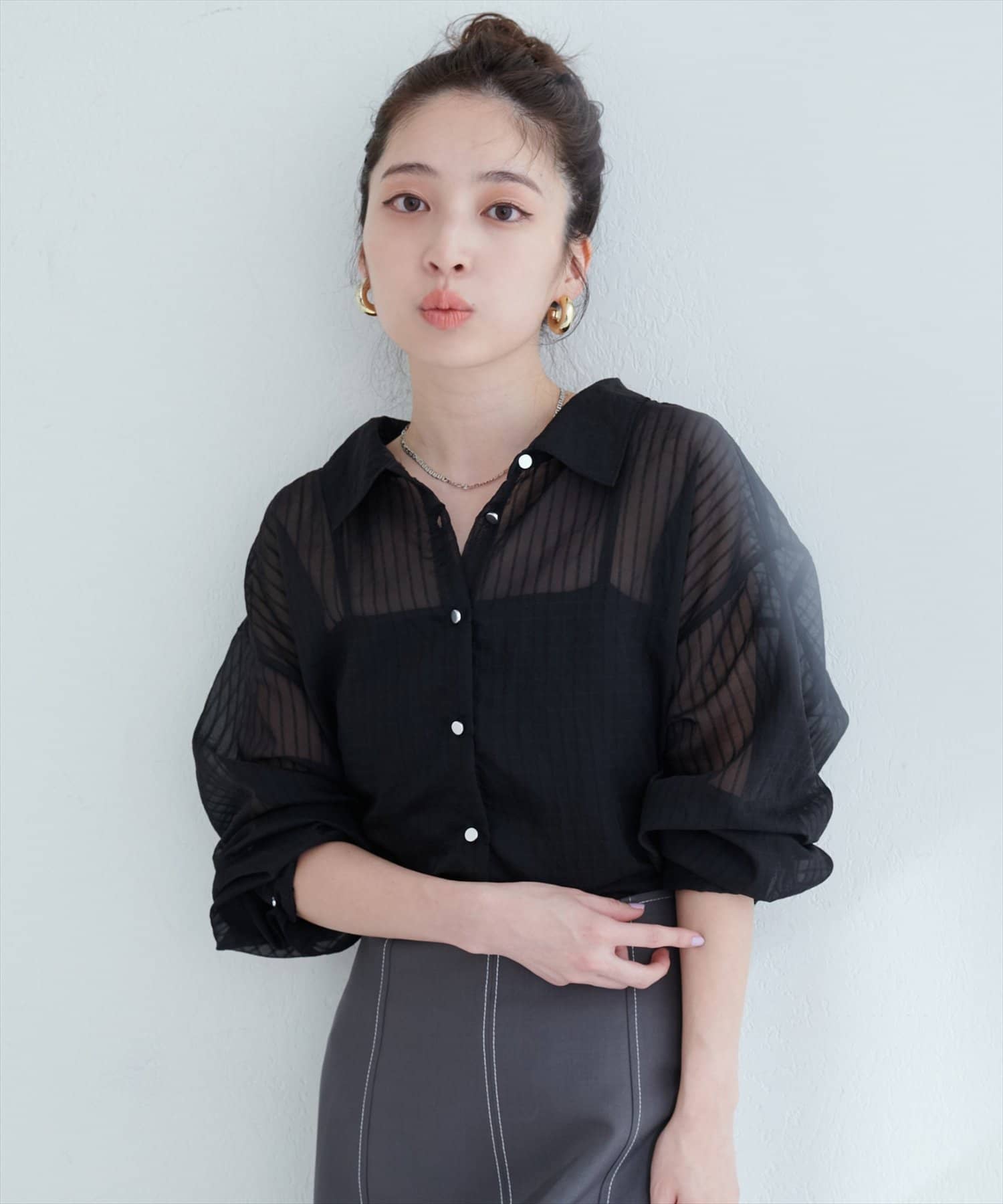 natural couture(ナチュラルクチュール) 【WEB限定】シアービッグシャツ