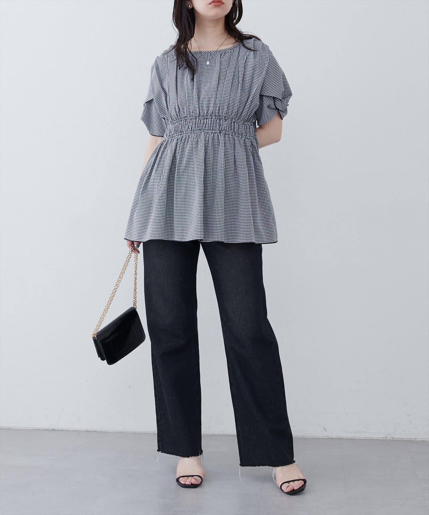 natural couture(ナチュラルクチュール) osonoねじり袖ペプラムチュニック