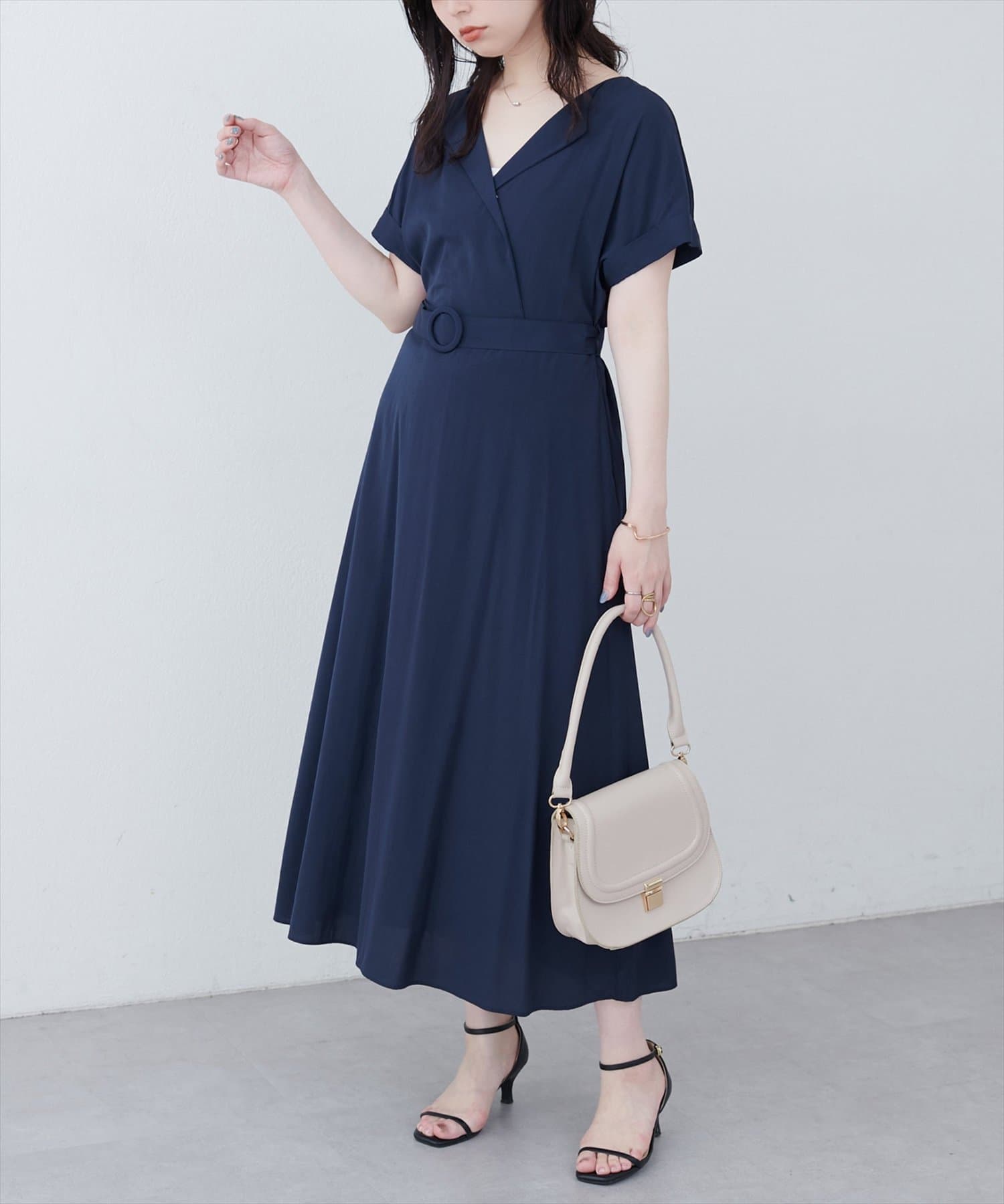 natural couture(ナチュラルクチュール) 【WEB限定】トライアングルカラーワンピース