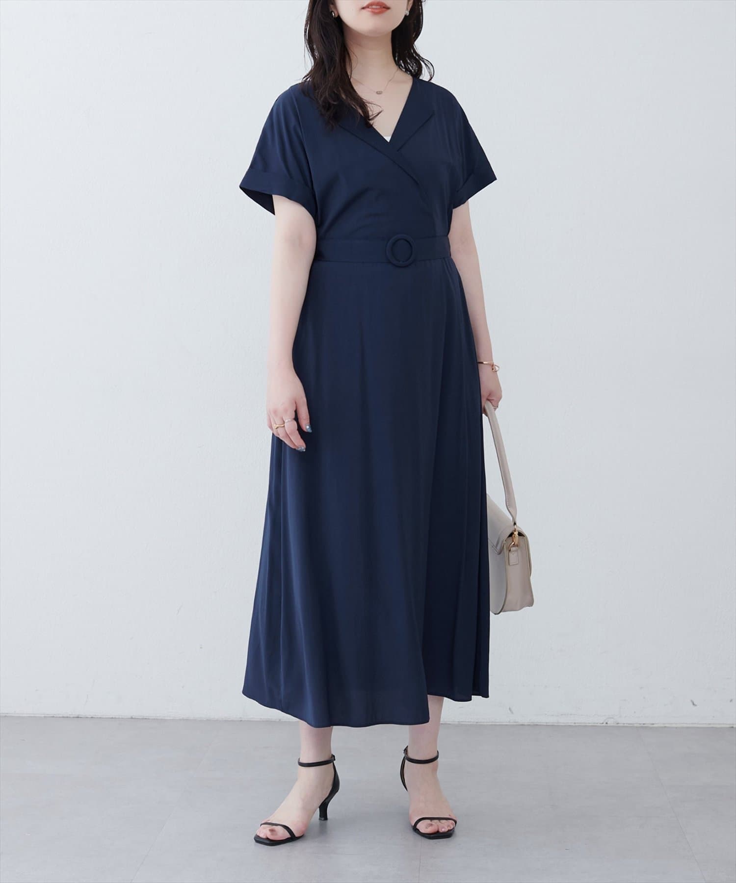 natural couture(ナチュラルクチュール) 【WEB限定】トライアングルカラーワンピース