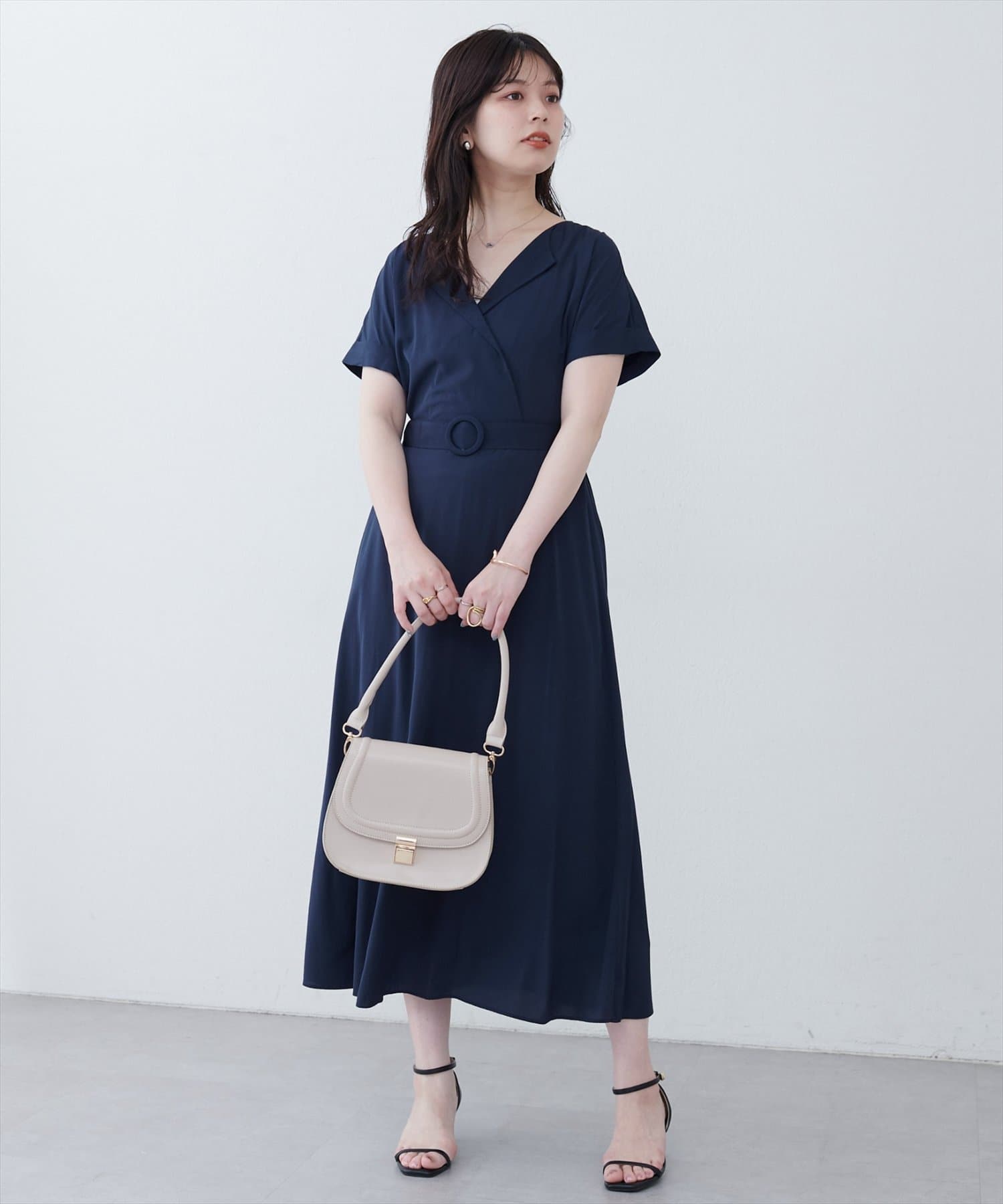 natural couture(ナチュラルクチュール) 【WEB限定】トライアングルカラーワンピース