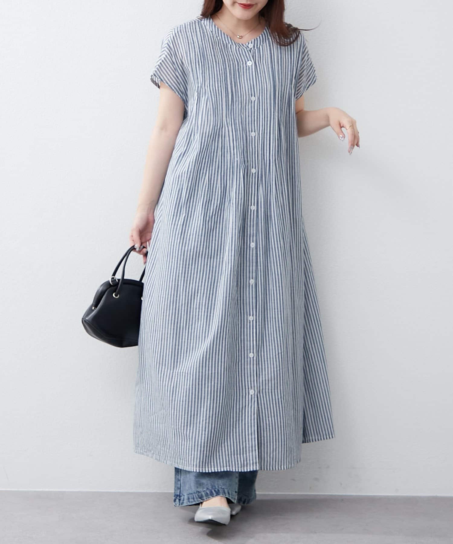 NICE CLAUP / OLIVE des OLIVE OUTLET(ナイスクラップ  / オリーブ デ オリーブ アウトレット) 【RMAF】【NAO】コットン100%フレンチスリーブタックワンピース