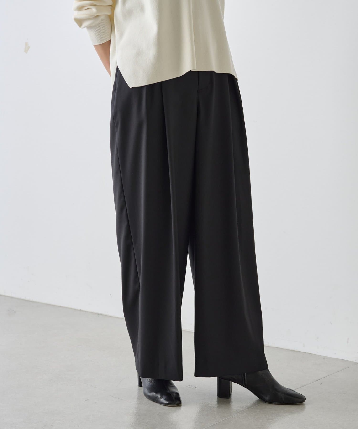 ビアズリー　サラサラパンツ ビアズリー BEARDSLEY ストレッチジョーゼットパンツ （navy
