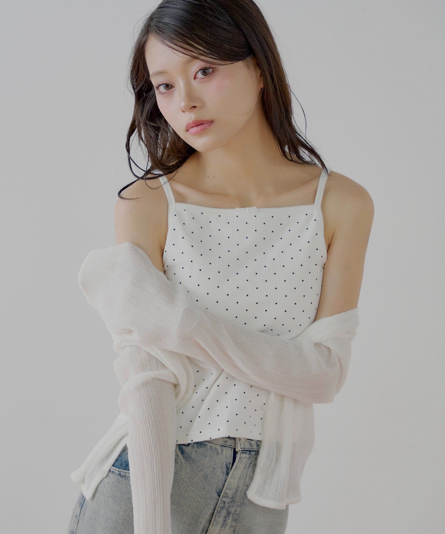 Chico(チコ) カップ付アメスリ配色キャミ