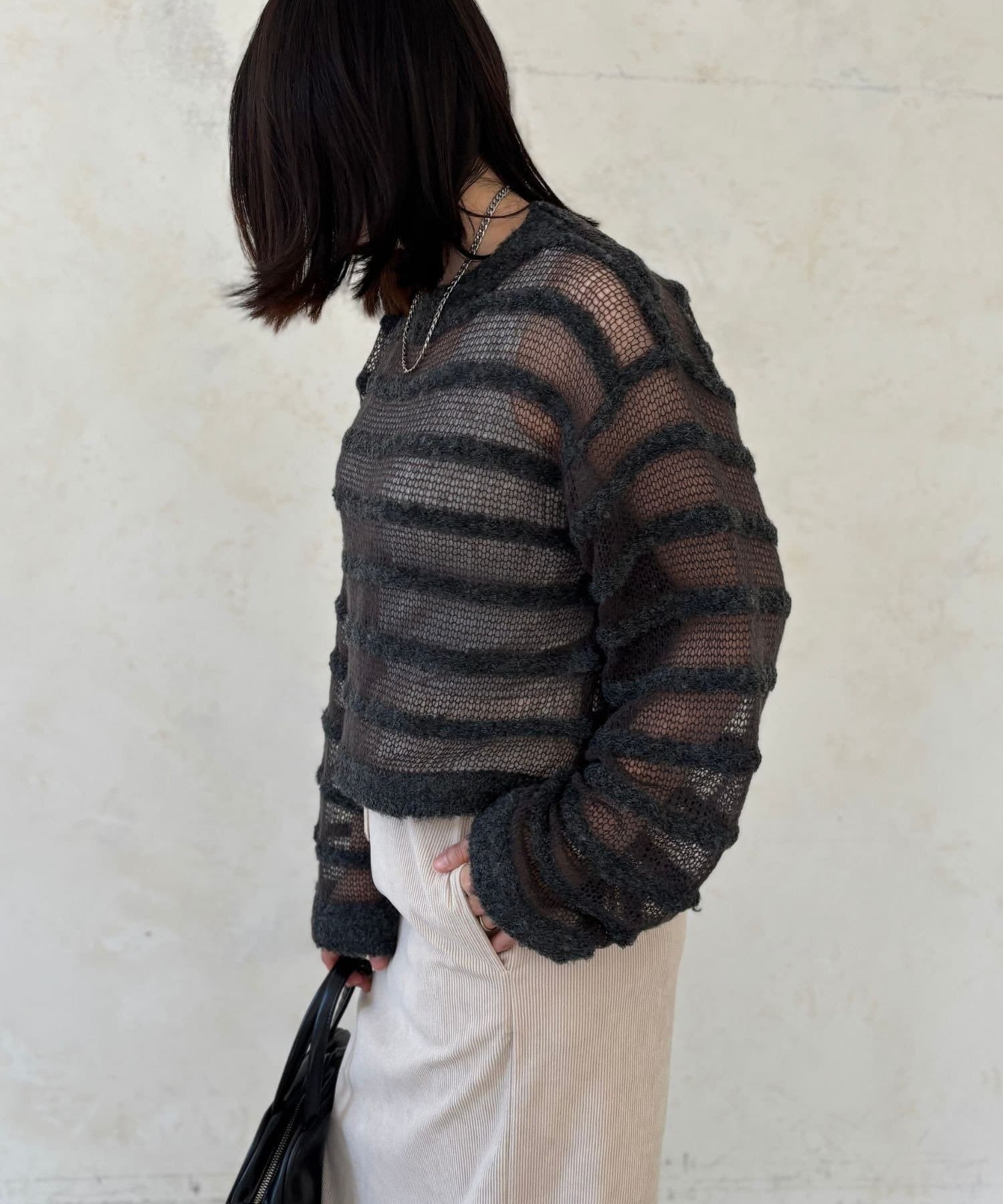 LOCUST(ローカスト) 【一枚で着映えする】シアーボーダープルオーバー