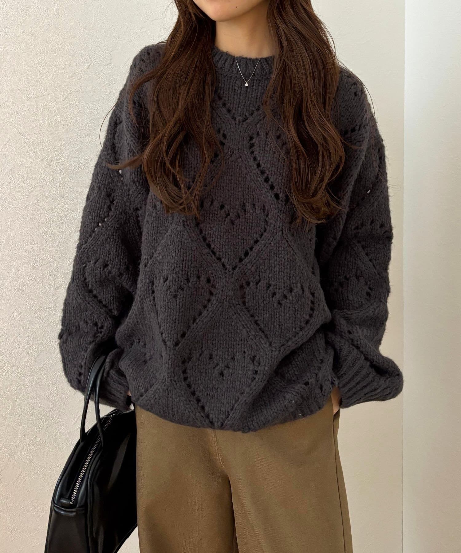 LOCUST(ローカスト) 【甘すぎない着映えニット】 ハート柄ニットプルオーバー