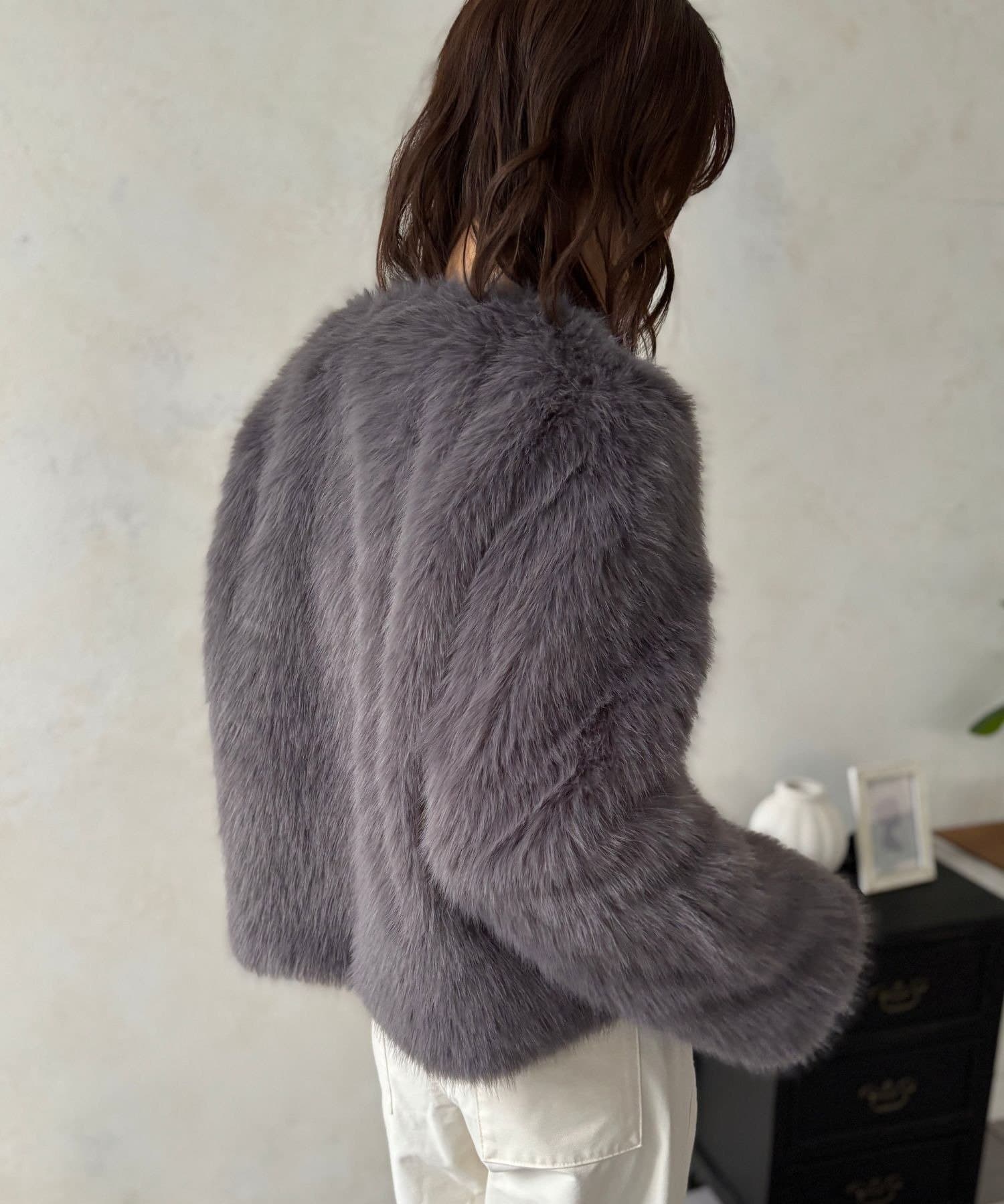 LOCUST(ローカスト) 【上品見え/スタイルアップ】ノーカラーファージャケット