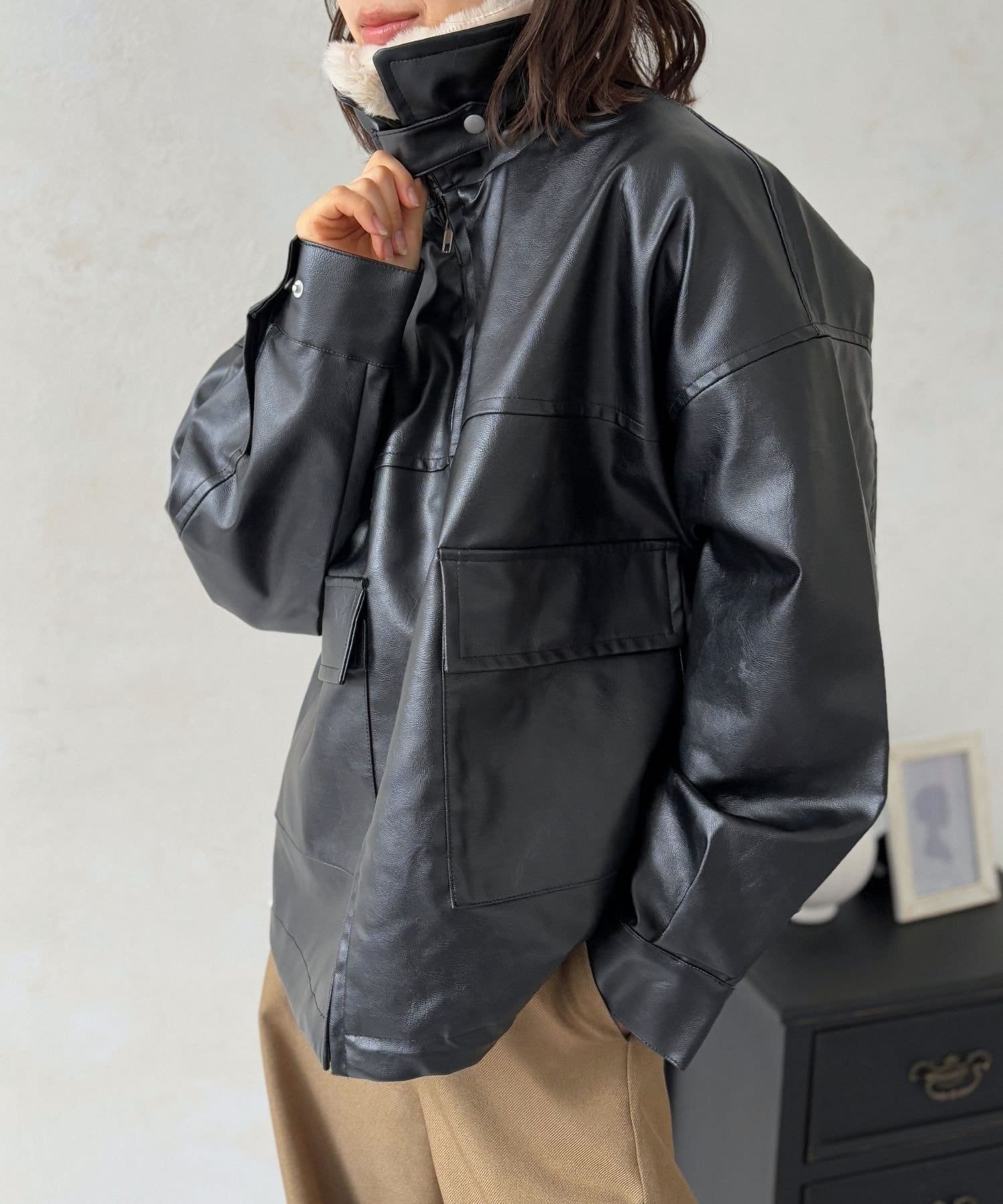 LOCUST(ローカスト) 2WAYフェイクレザーブルゾン