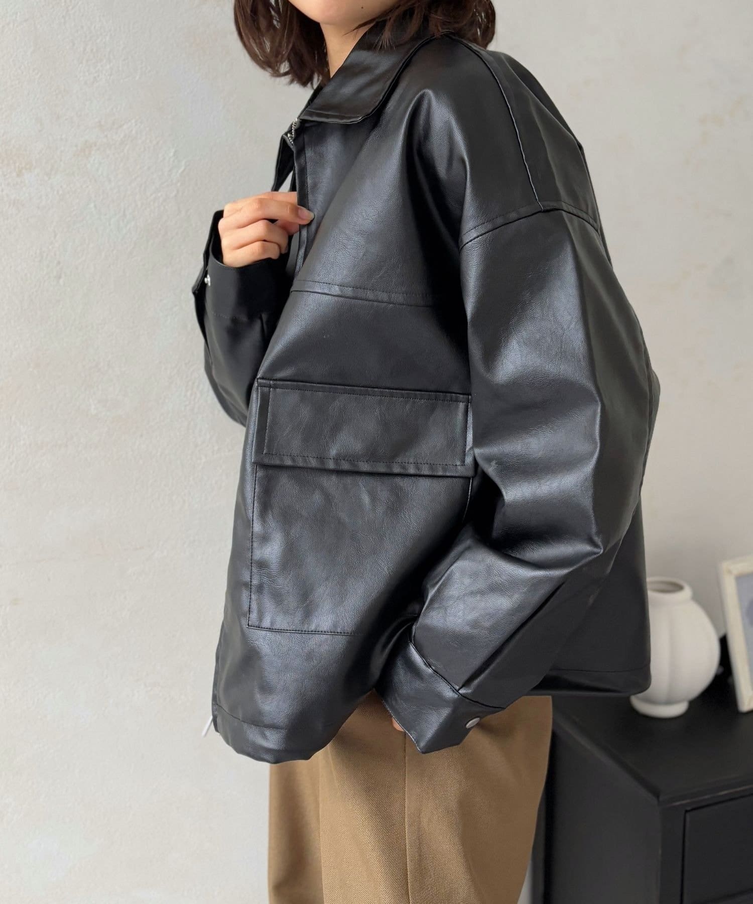 LOCUST(ローカスト) 2WAYフェイクレザーブルゾン