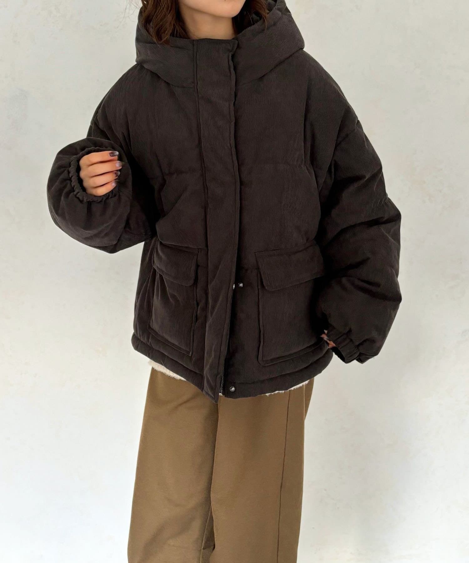 LOCUST(ローカスト) 【大人可愛い】コーデュロイ中綿フードジャケット