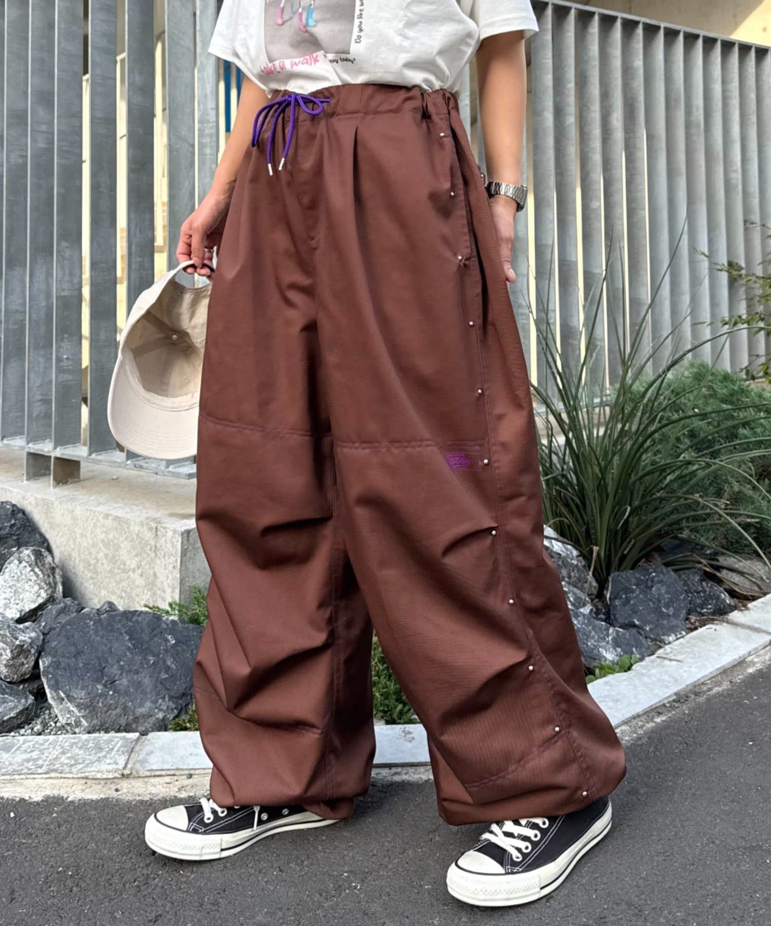 CIAOPANIC TYPY(チャオパニックティピー) 【SG】ダブルニースタッズパラシュートパンツ
