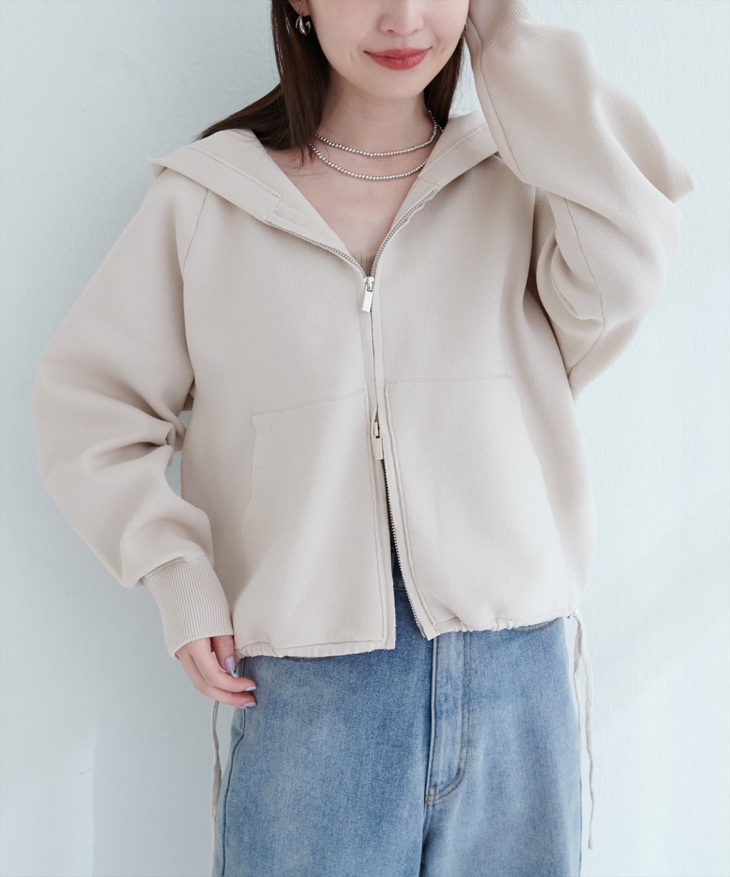 全信頼を寄せる WEB限定】ニットジップフーディーブルゾン | couture natural トップス