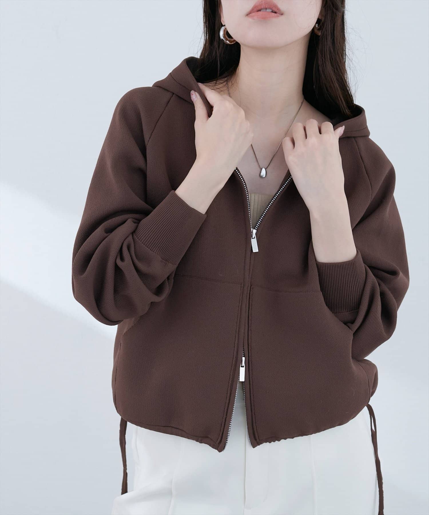 【お取り寄せ】 WEB限定】ニットジップフーディーブルゾン couture natural | トップス