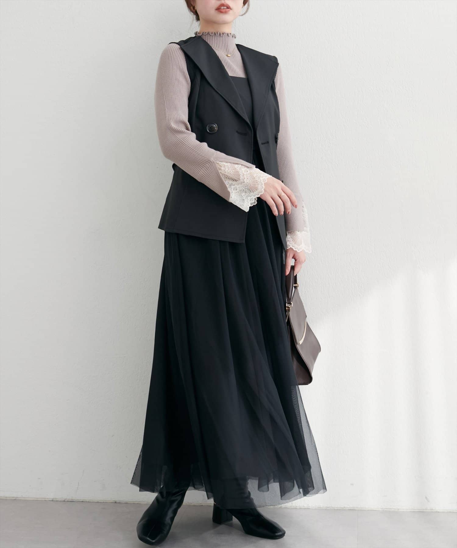 natural couture(ナチュラルクチュール) ベストセットキャミワンピース