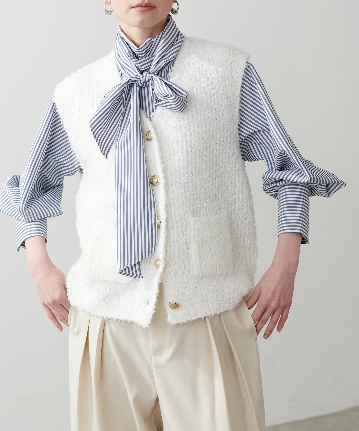 LARUTA】ツイードニットV開きジレ | NICE CLAUP / OLIVE des