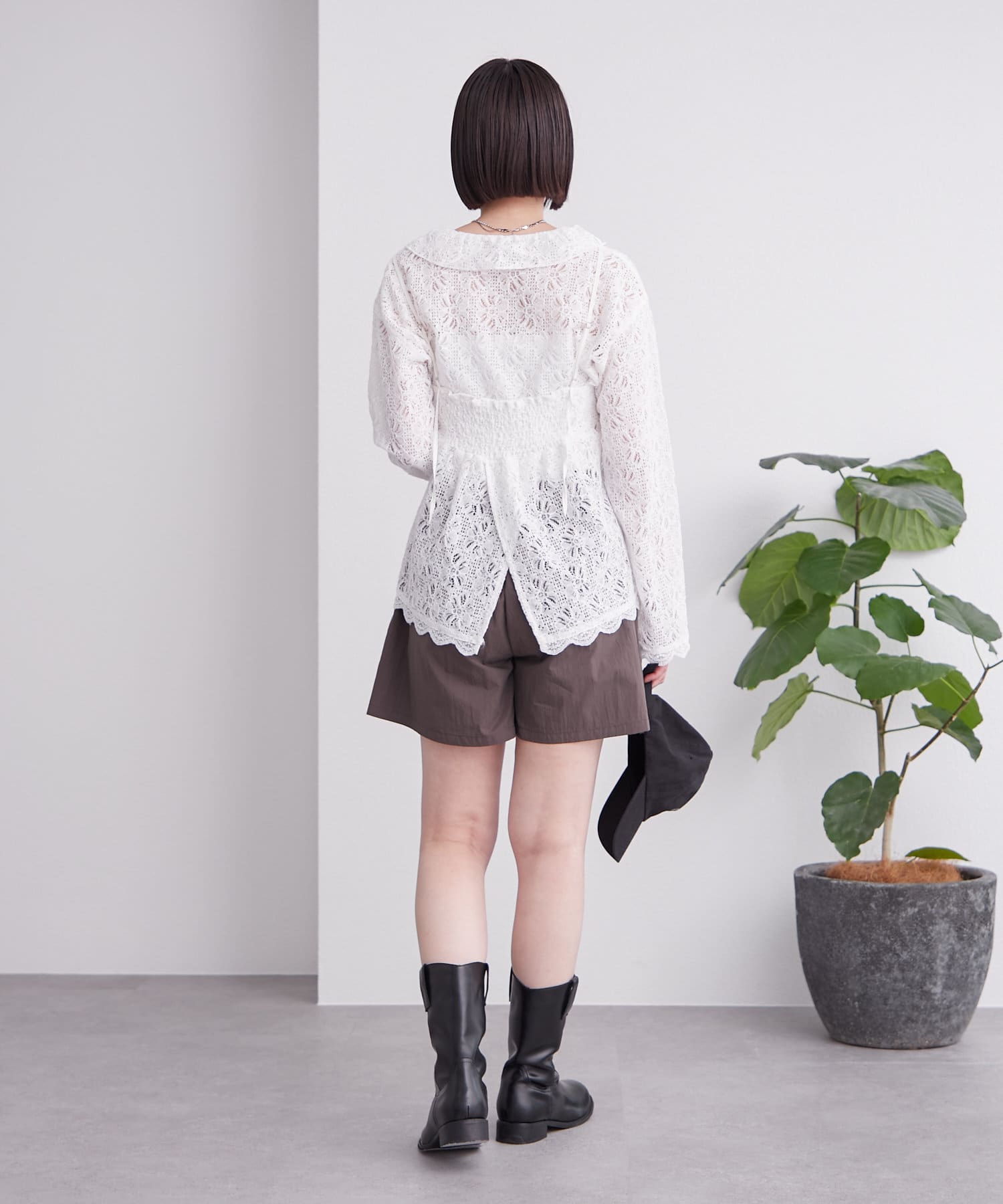 OUTLET(アウトレット) 【mystic】タックボリュームショートパンツ