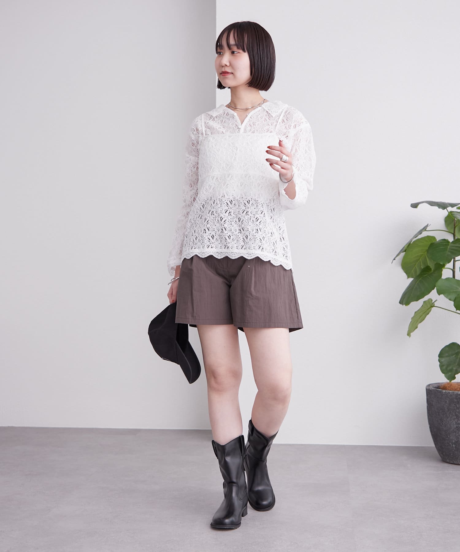 OUTLET(アウトレット) 【mystic】タックボリュームショートパンツ