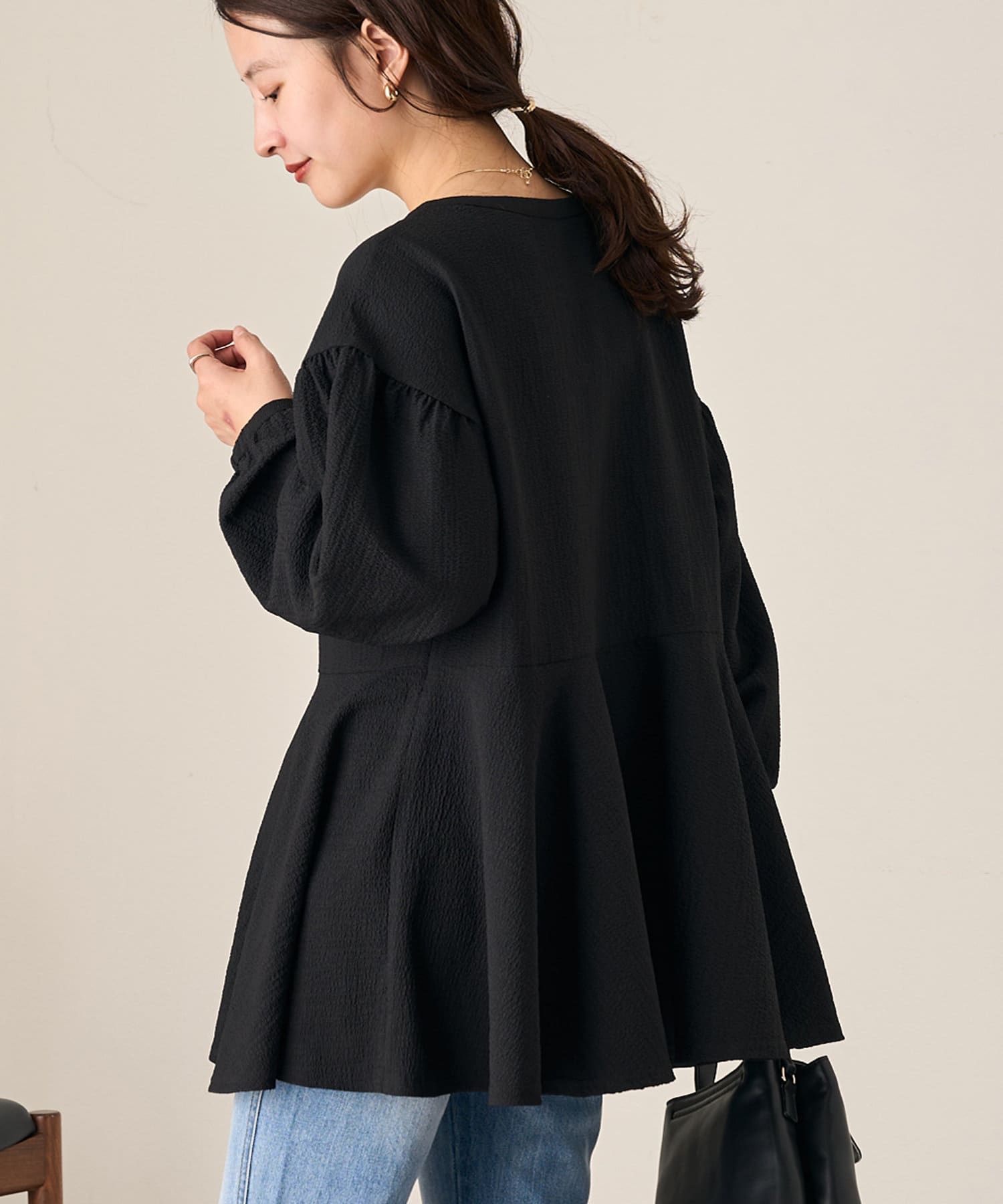 OUTLET(アウトレット) 【Kastane】フロントZIPペプラムブラウス