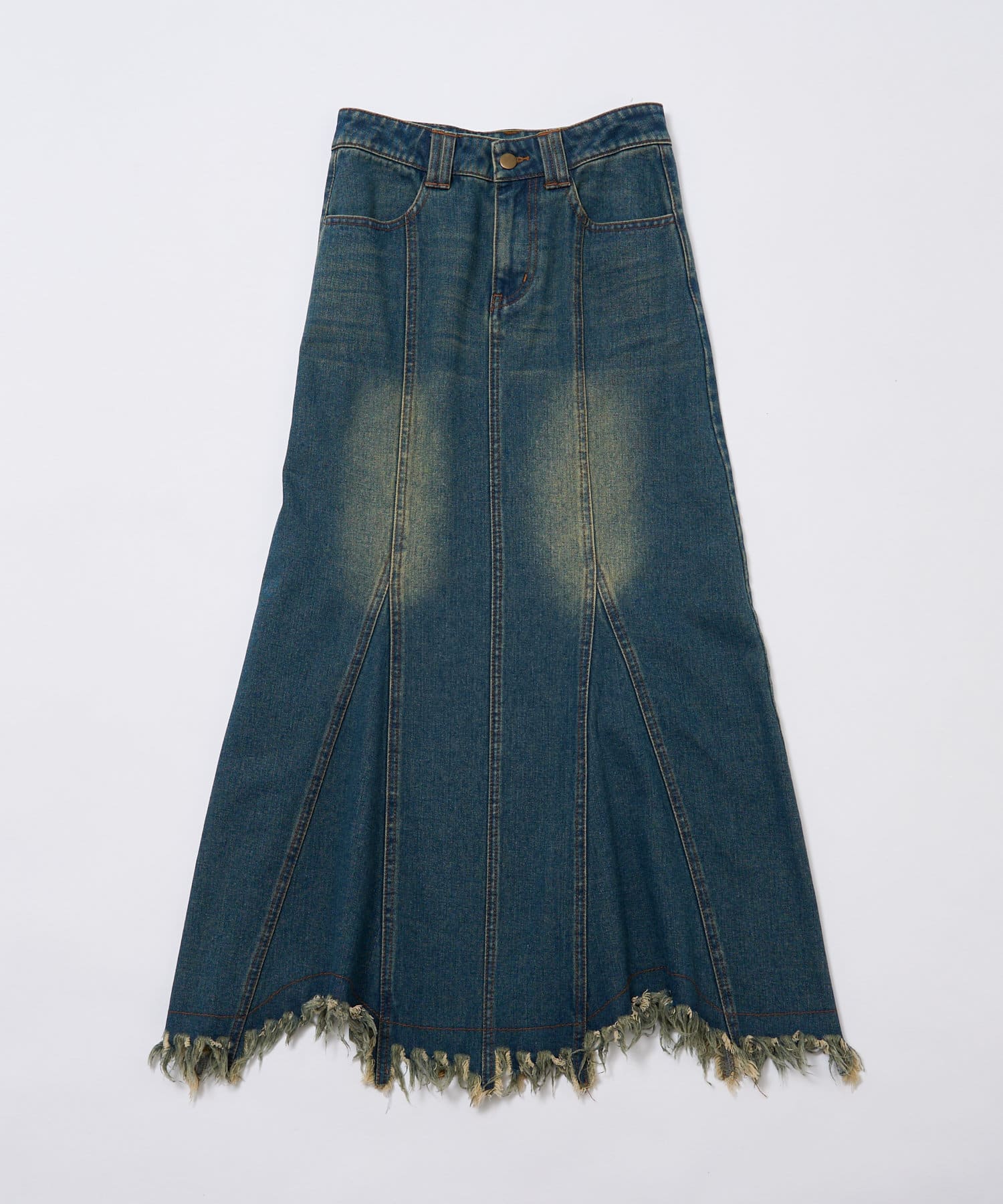 OUTLET(アウトレット) 【mystic】ランダムダメージデニムスカート