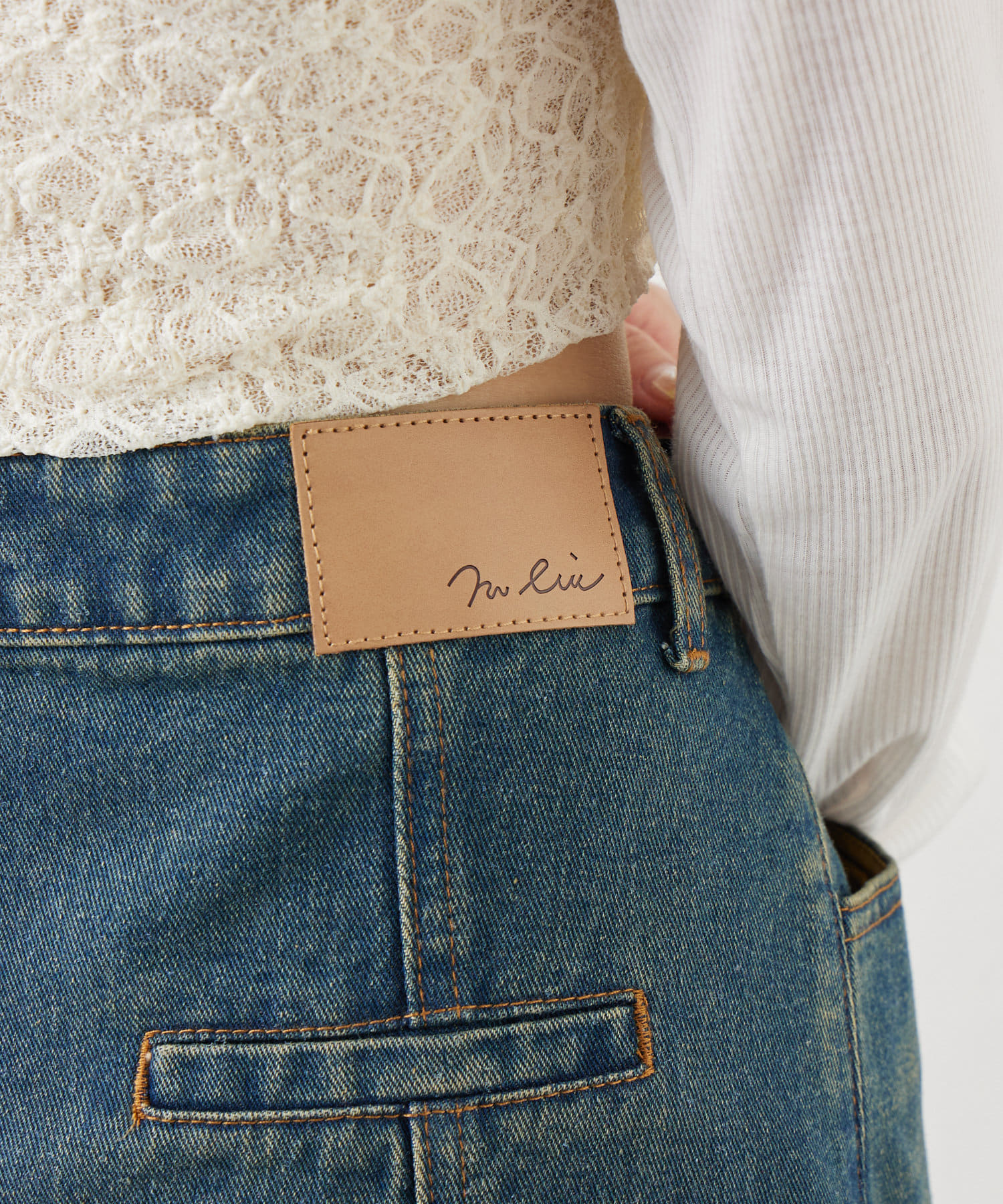 OUTLET(アウトレット) 【mystic】ランダムダメージデニムスカート