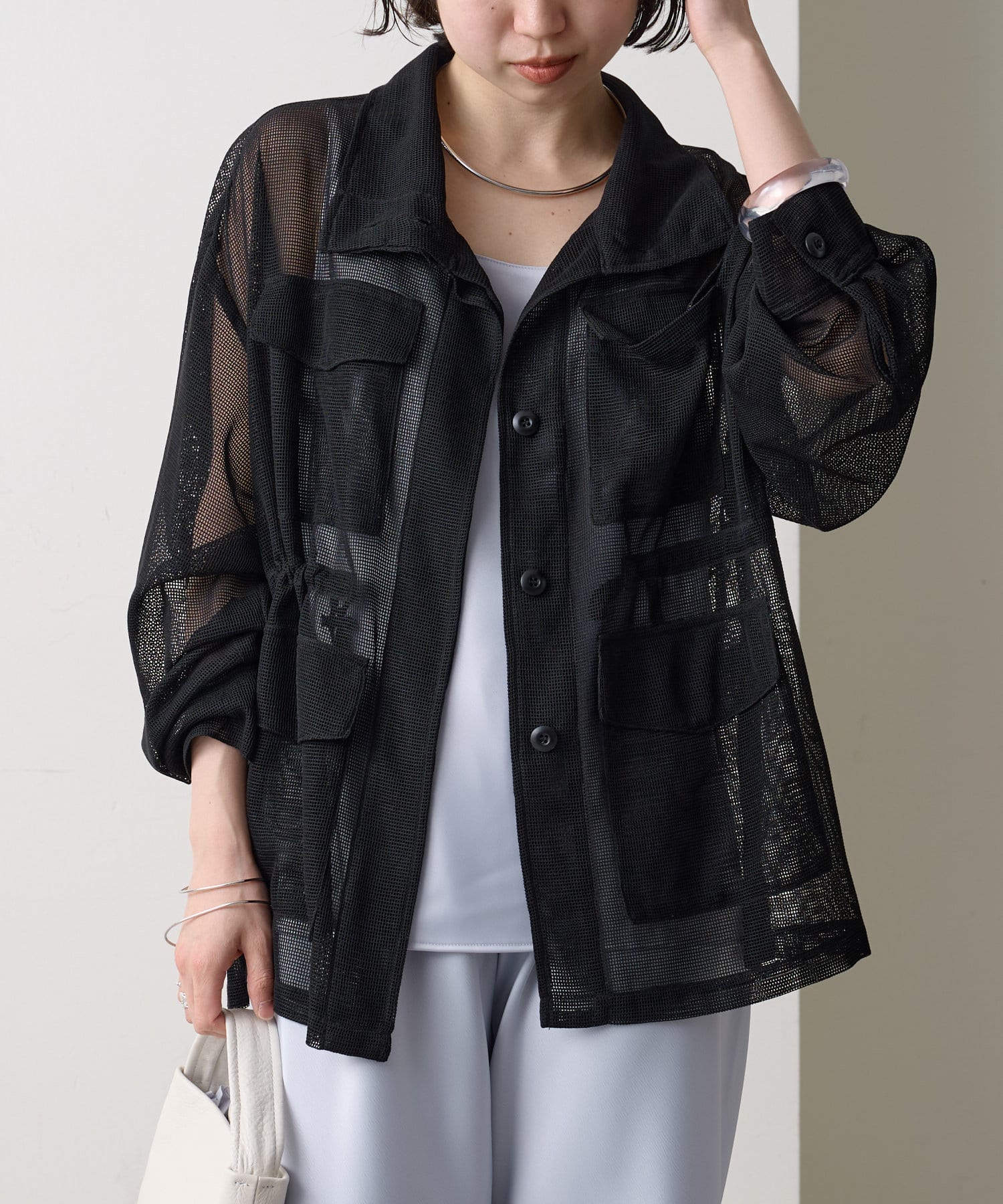 OUTLET(アウトレット) 【Omekashi】メッシュスタンドブルゾン