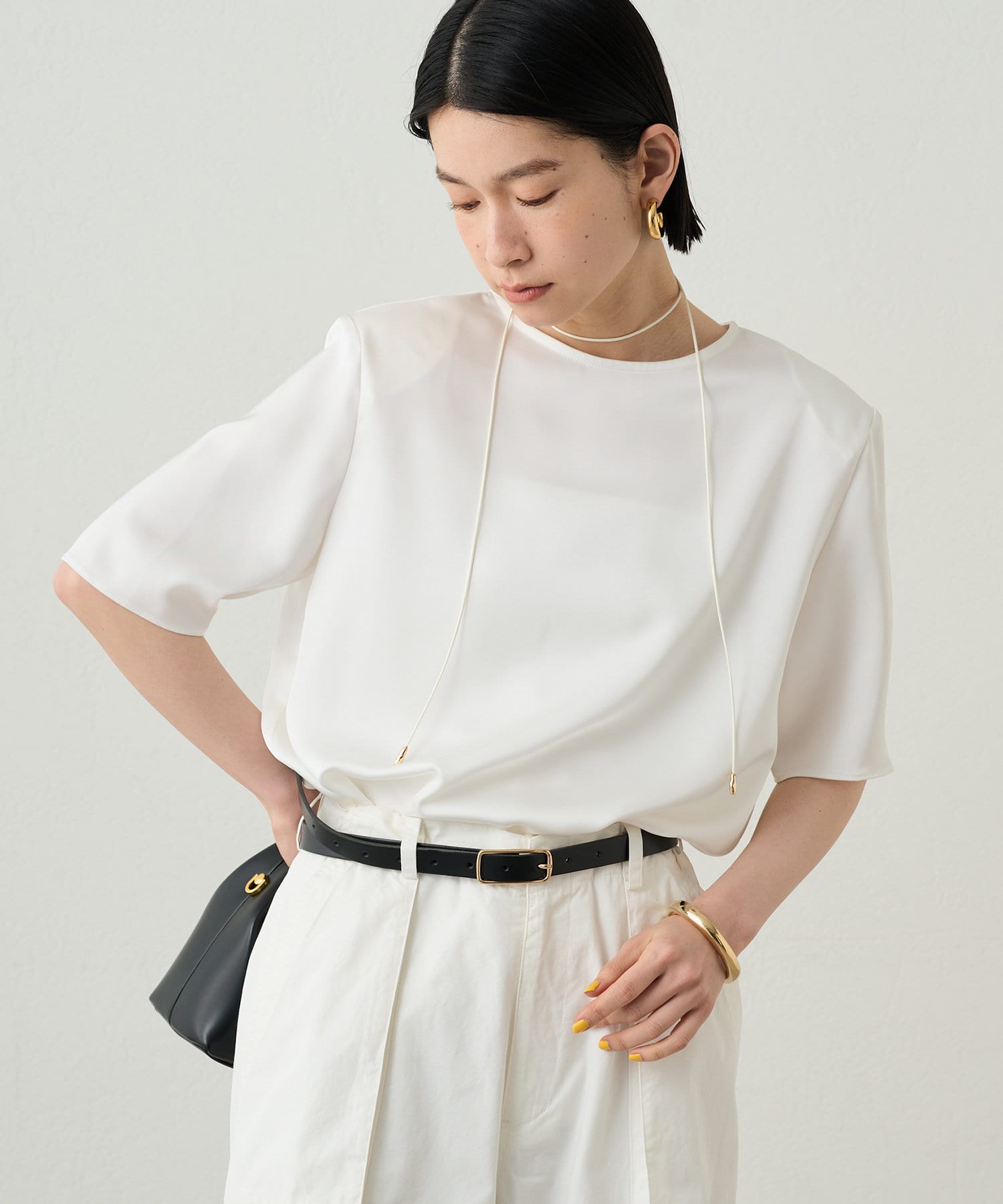 Loungedress　パワショルサテンブラウス Loungedress】パワショルサテンブラウス | OUTLET(アウトレット