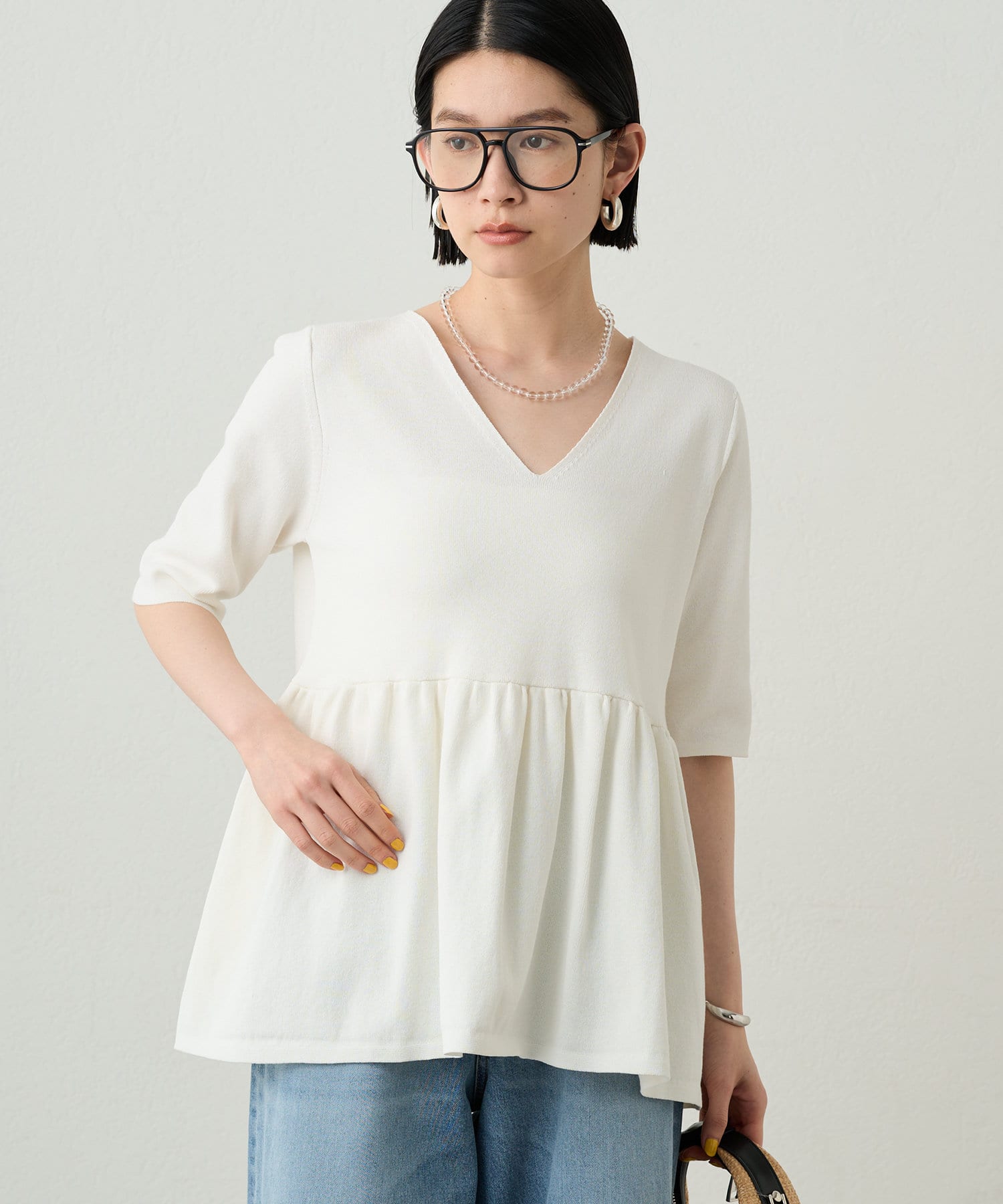 新品　Loungedress ペプラムニット　ラウンジドレス　ブラック ペプラムノースリニット | LOUNGEDRESS(ラウンジドレス