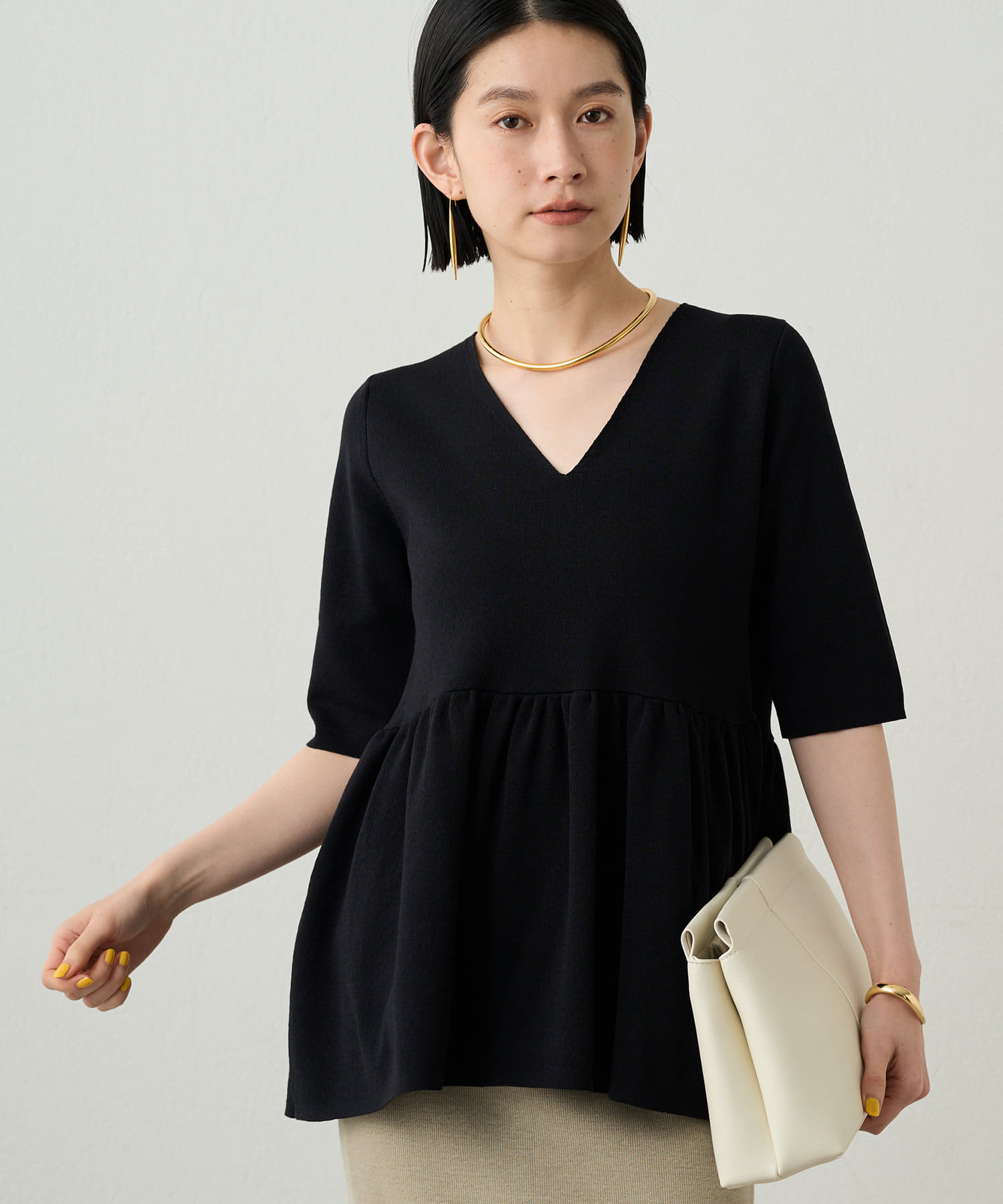 Loungedress ニット セーター ペプラムノースリニット