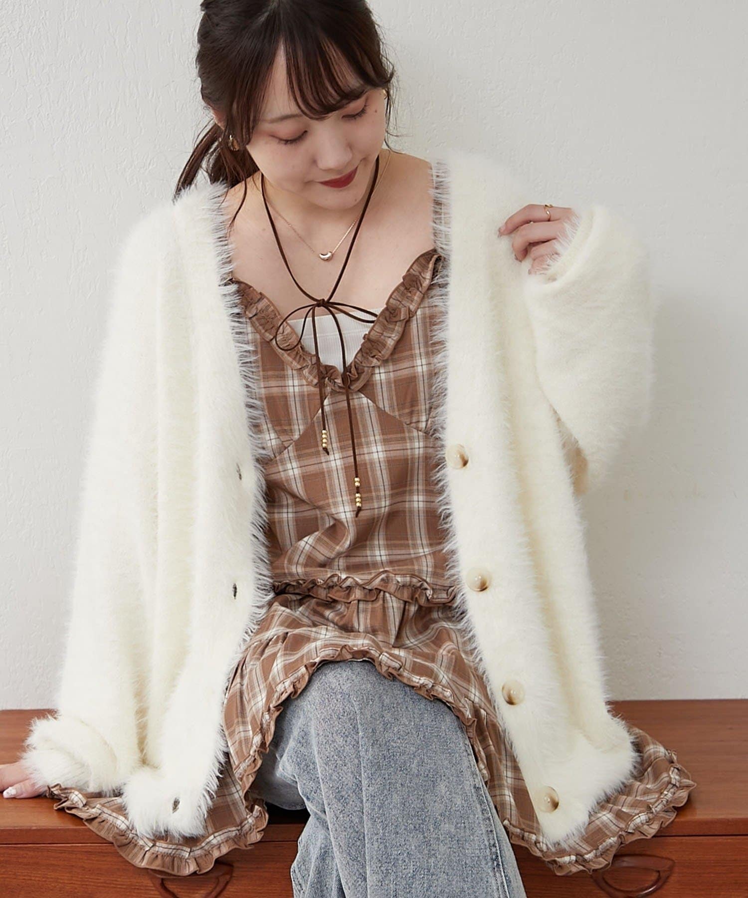 NICE CLAUP / OLIVE des OLIVE OUTLET(ナイスクラップ  / オリーブ デ オリーブ アウトレット) 【RMAF】シャギーロングカーディガン