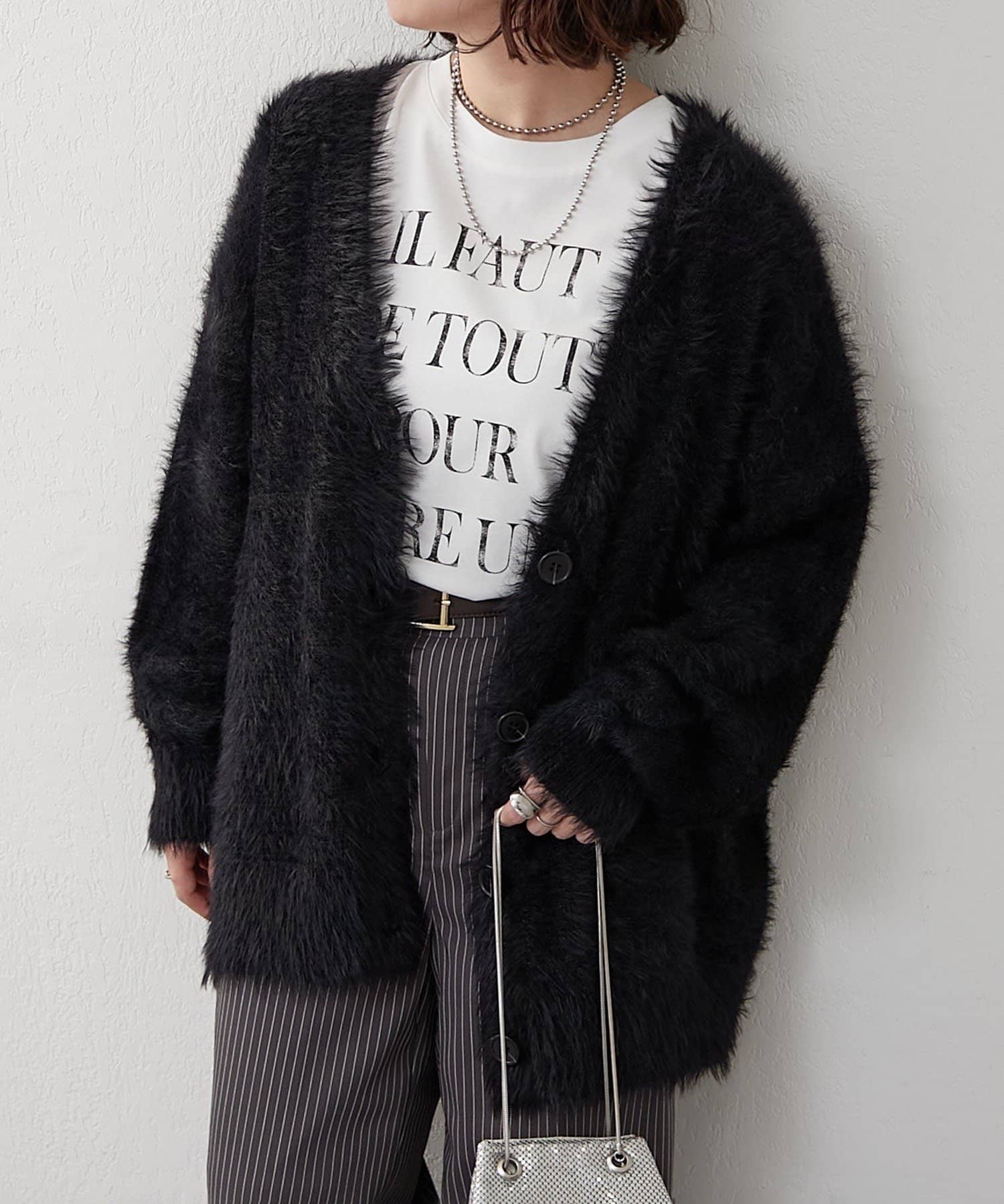 NICE CLAUP / OLIVE des OLIVE OUTLET(ナイスクラップ  / オリーブ デ オリーブ アウトレット) 【RMAF】シャギーロングカーディガン