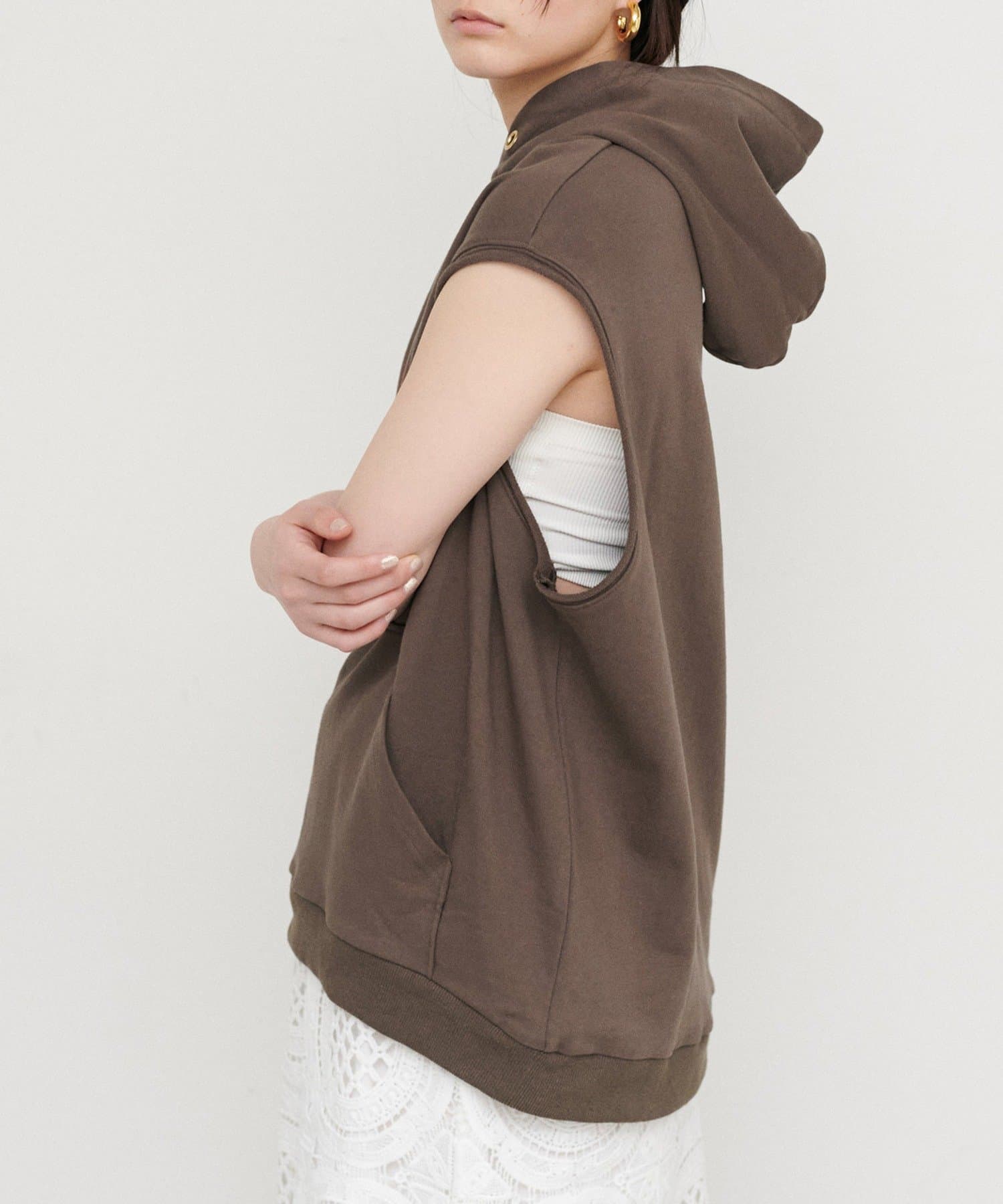 NICE CLAUP / OLIVE des OLIVE OUTLET(ナイスクラップ  / オリーブ デ オリーブ アウトレット) 【LARUTA】フード付きショルダー裏毛プルオーバー